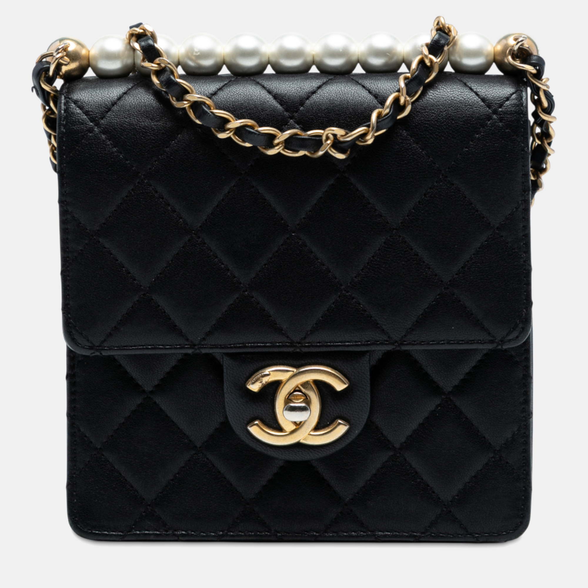 

Chanel Black Small Lambskin Chic Pearls Flap