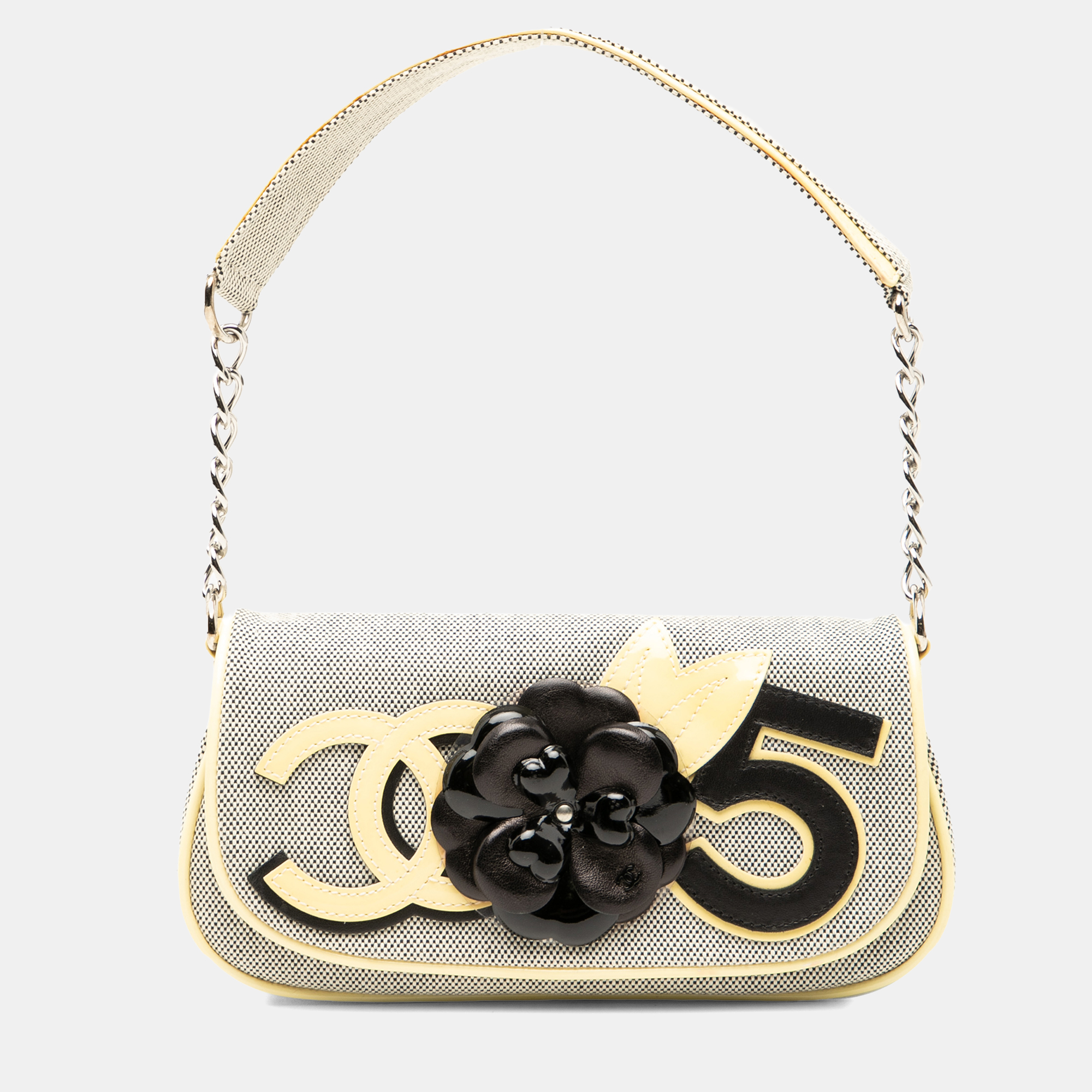 

Chanel Grey Canvas CC Camellia No. 5 Shoulder Bag, Yellow