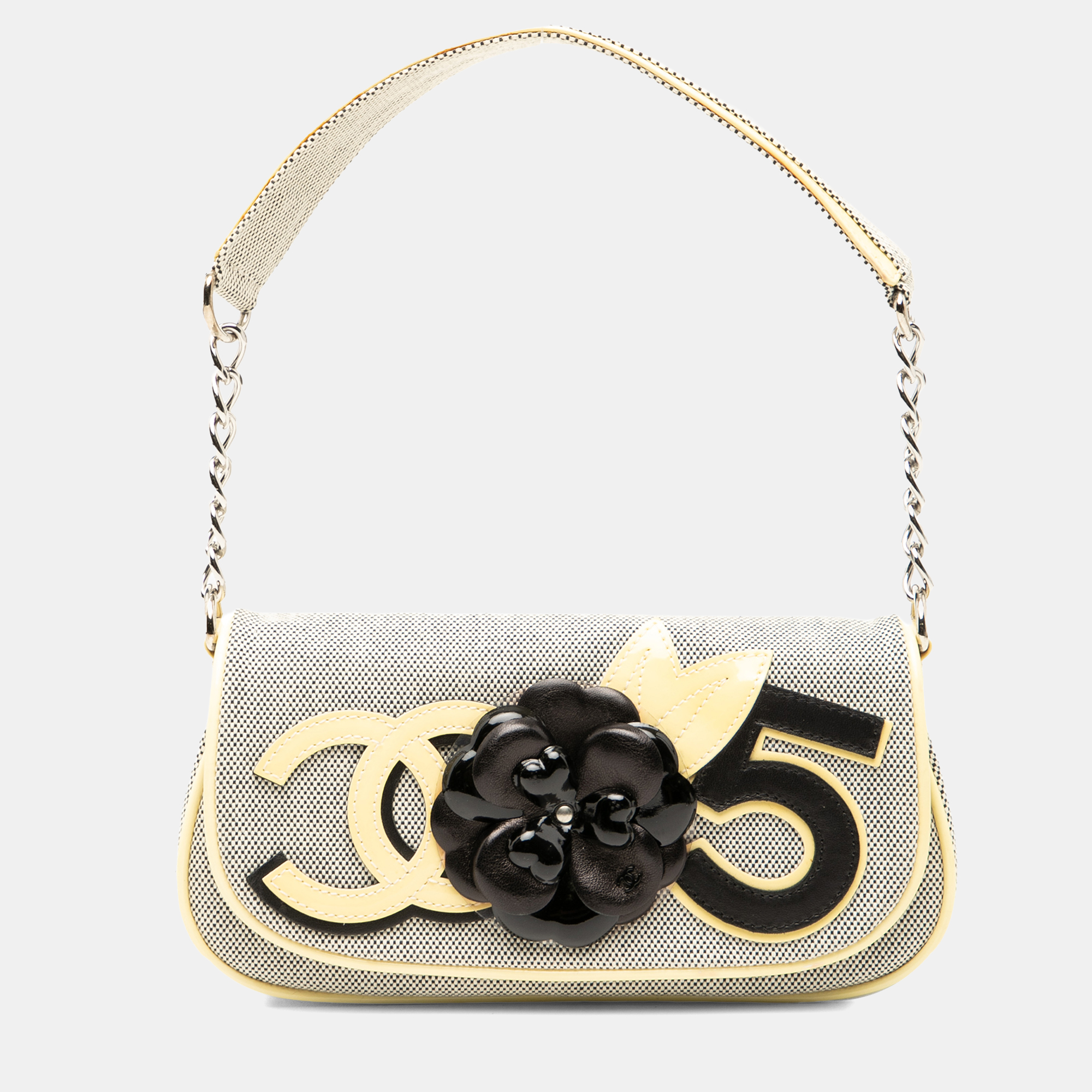 

Chanel Grey Canvas CC Camellia No. 5 Shoulder Bag, Yellow