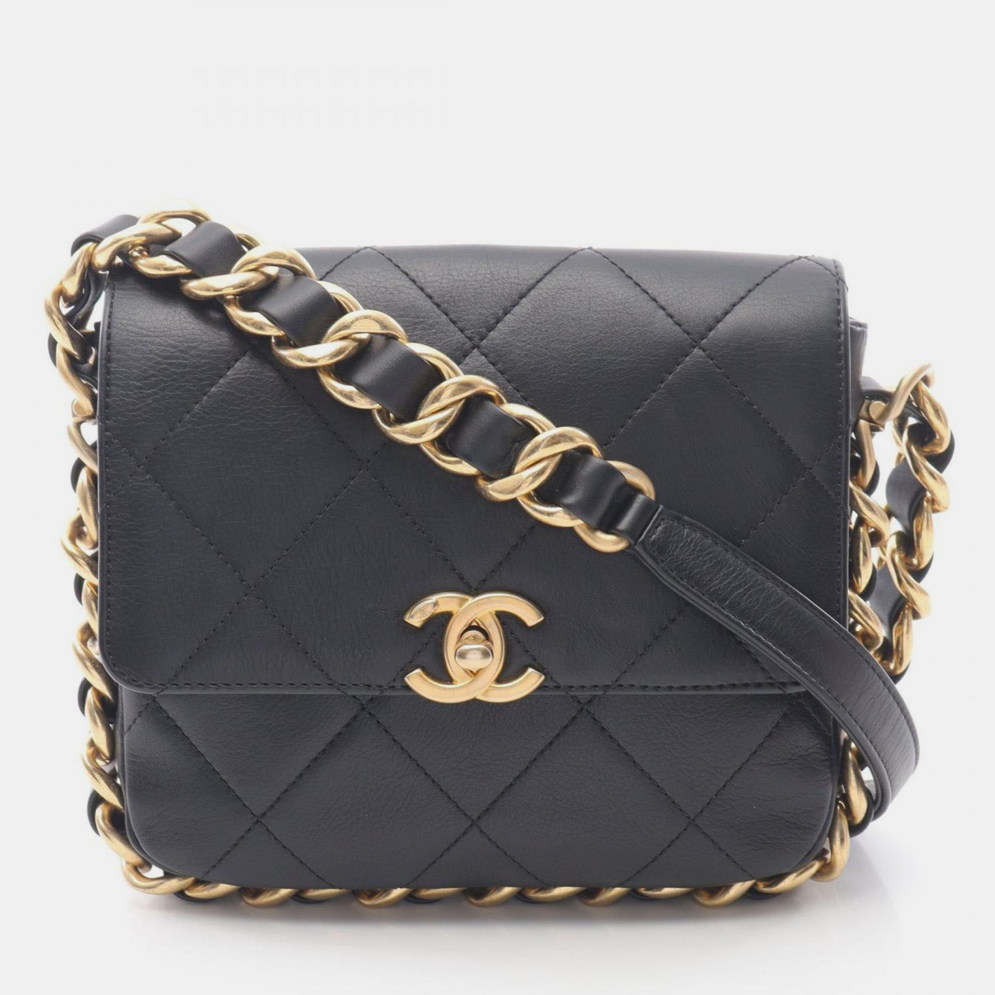 

Chanel Matelasse Small Flap Shoulder Bag In Lambskin Leather Black