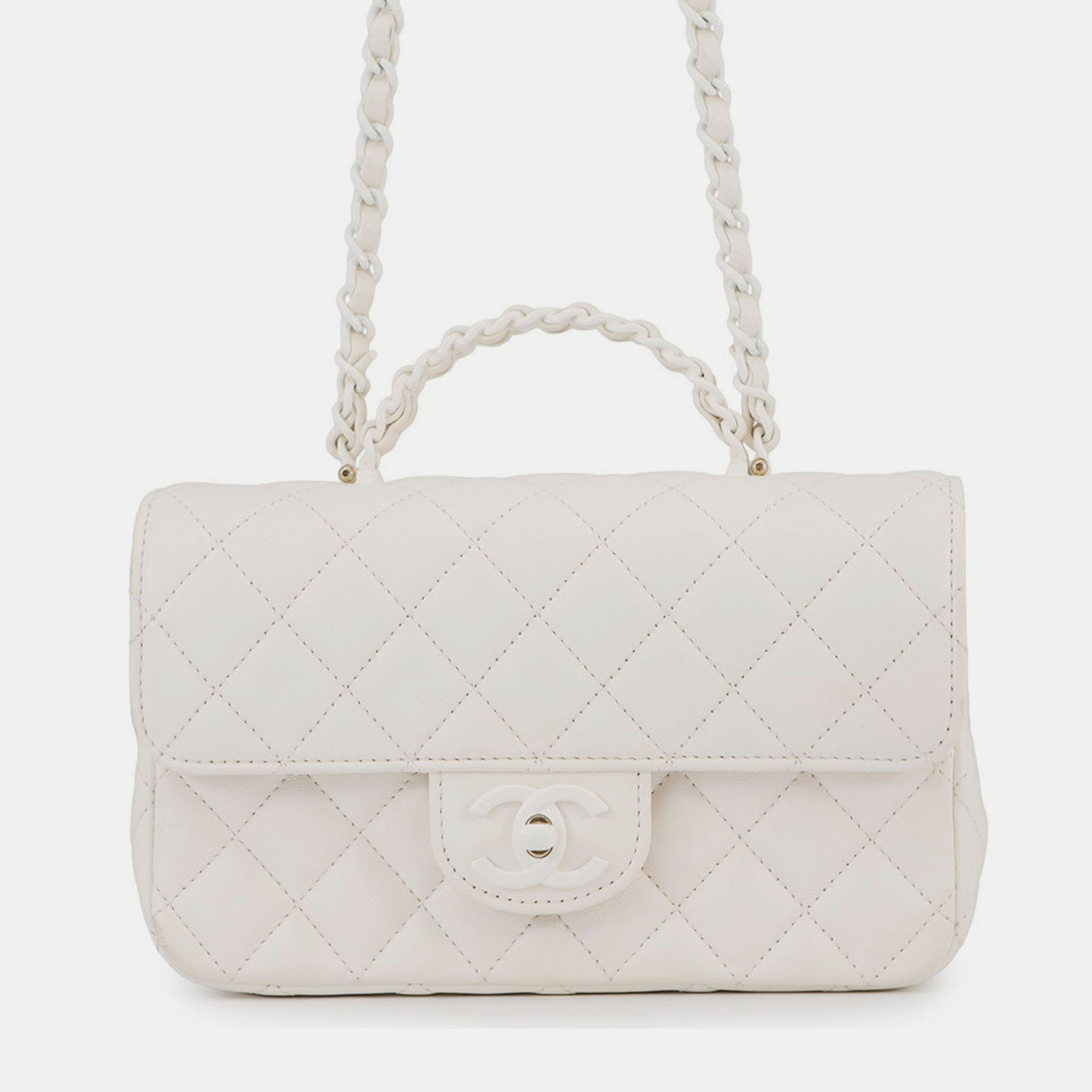 

Chanel Matelasse Coco Mark Lambskin Chain Shoulder Bag White