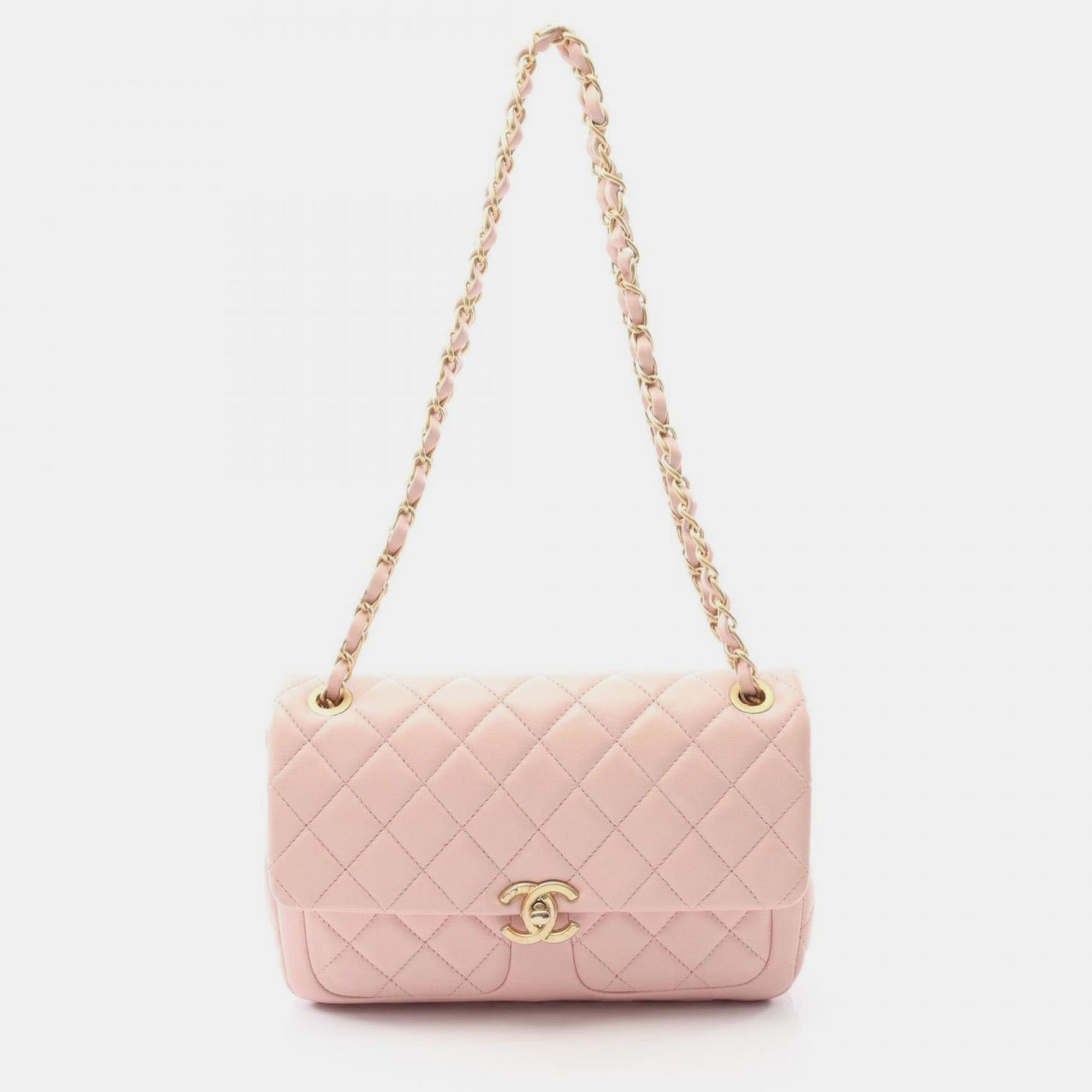 مملوكة مسبقًا حقيبة كتف شانيل ماتلاس بشرة الحمل جلد وردية