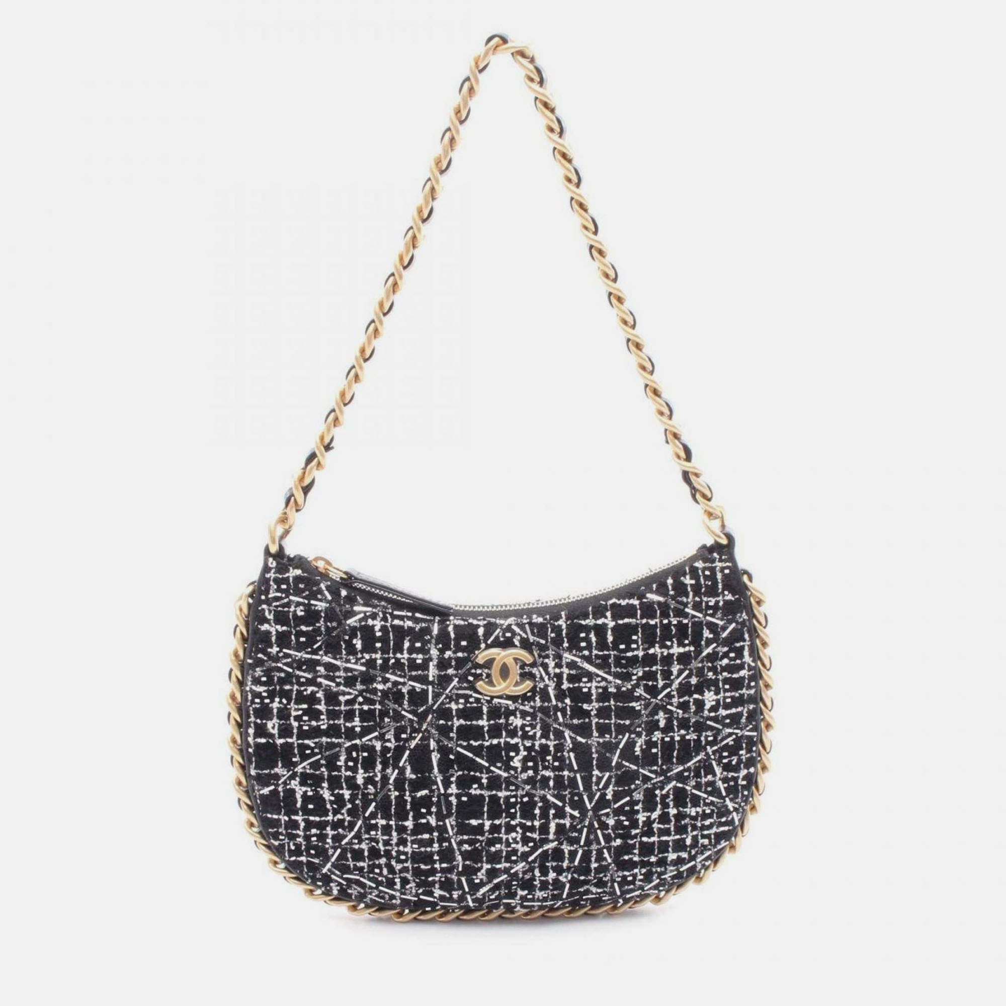 

Chanel Coco Mark Shoulder Bag Fabric Black White