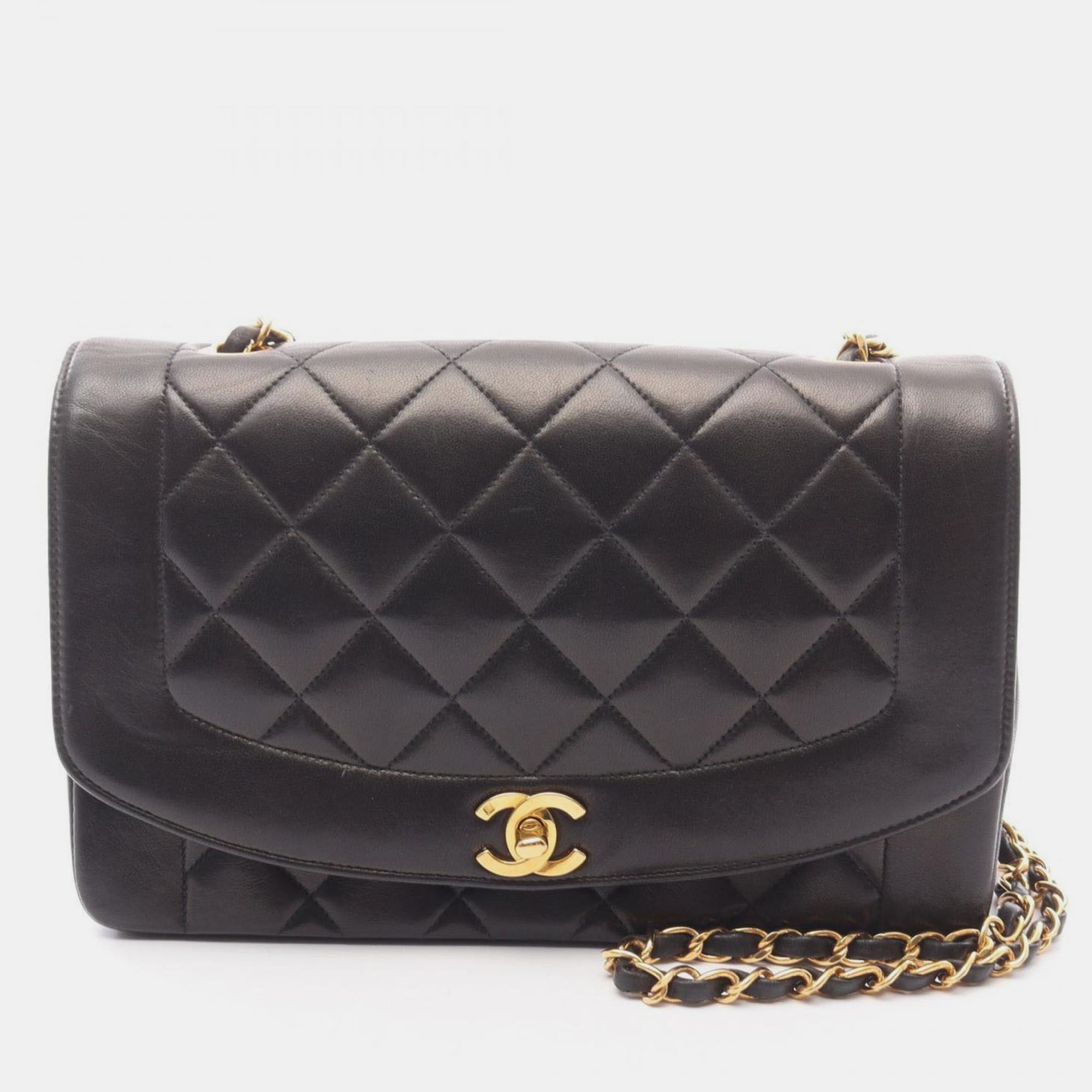 

Chanel Matelasse Diana Flap Shoulder Bag In Lambskin Leather Black