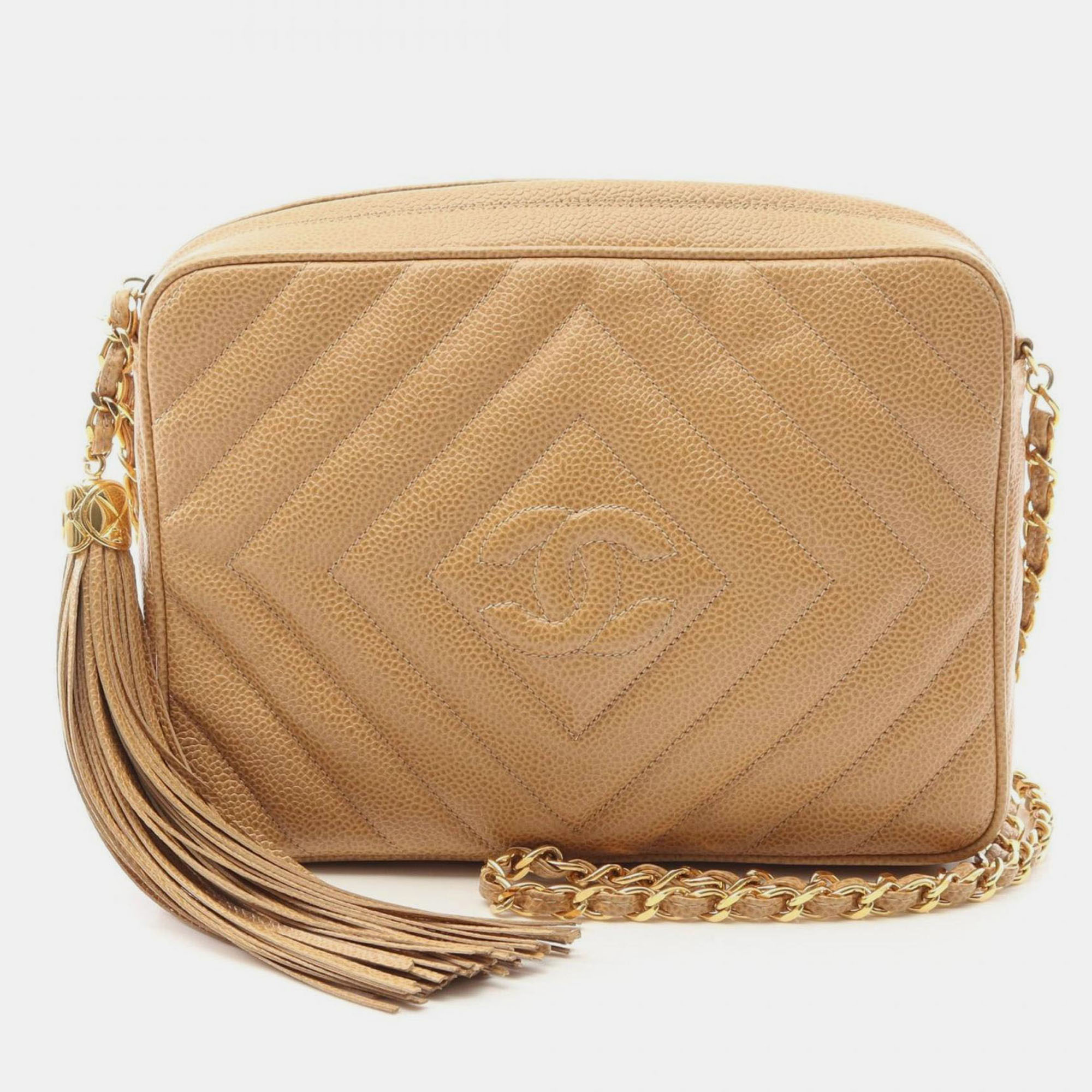 

Chanel Coco Mark Diamond Stitch Shoulder Bag In Grained Calfskin Leather Beige