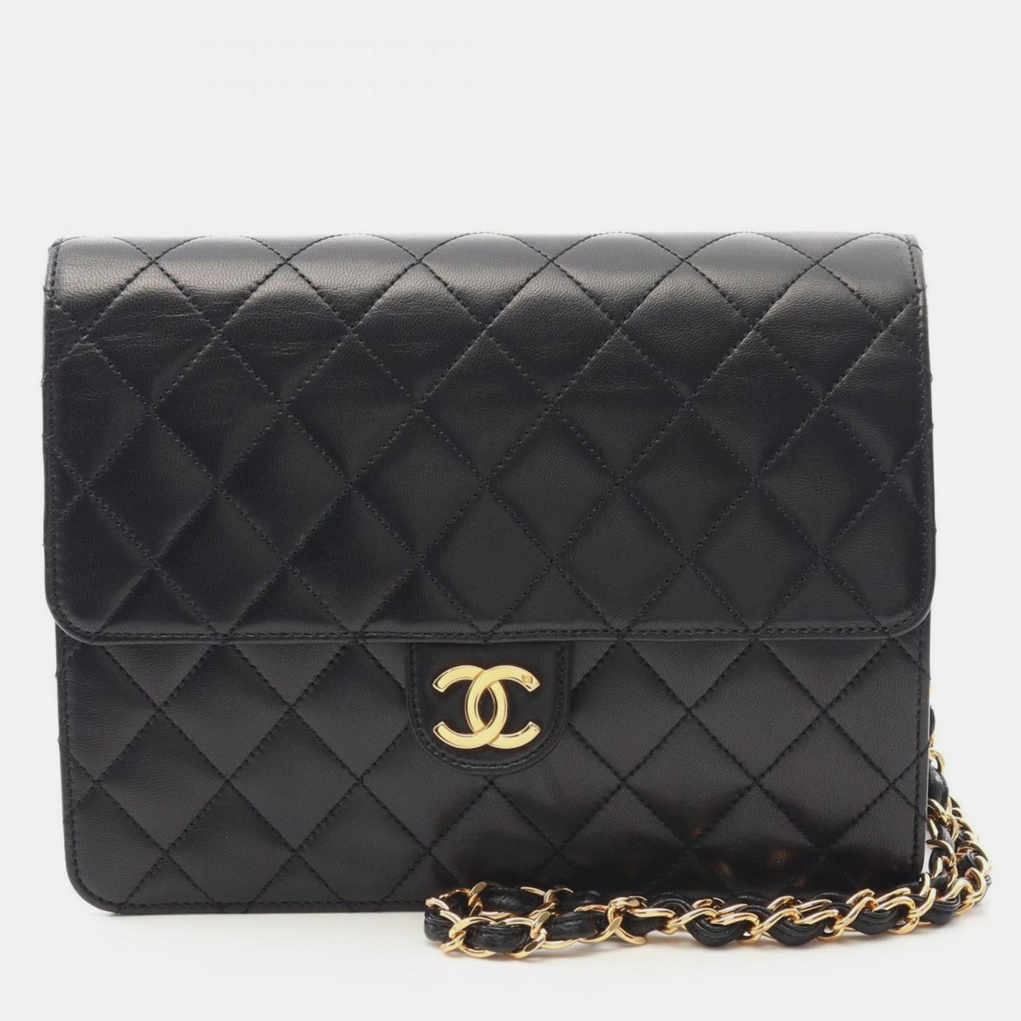 

Chanel Matelasse Single Flap Shoulder Bag In Lambskin Leather Black