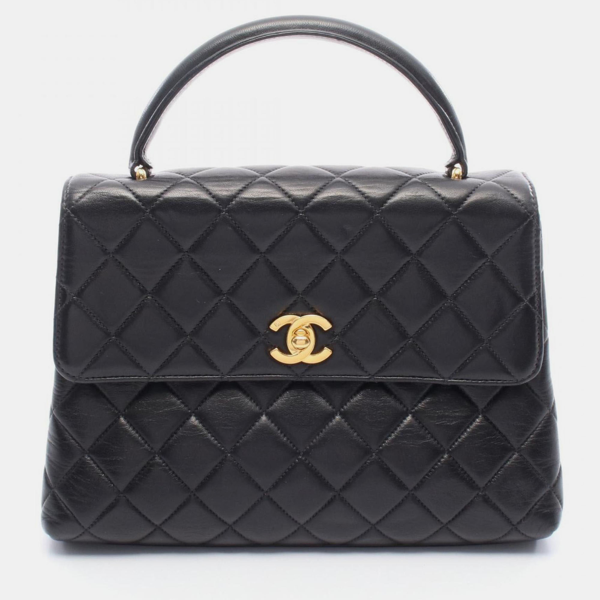 

Chanel Matelasse Top Handle Bag Lambskin Leather Black