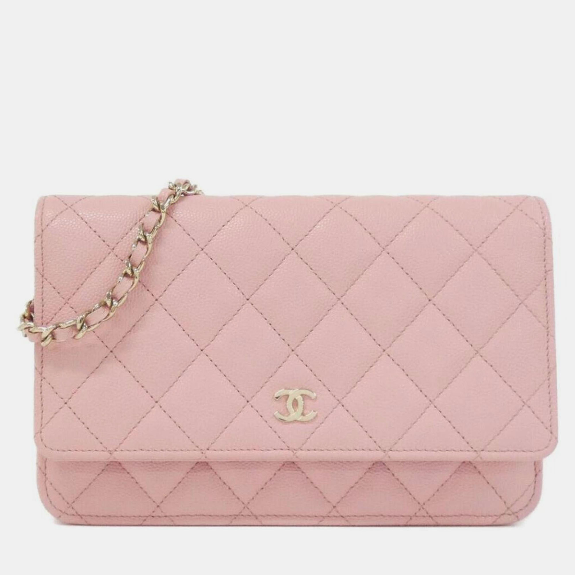 

Chanel Timeless Classic Chain Wallet, Pink