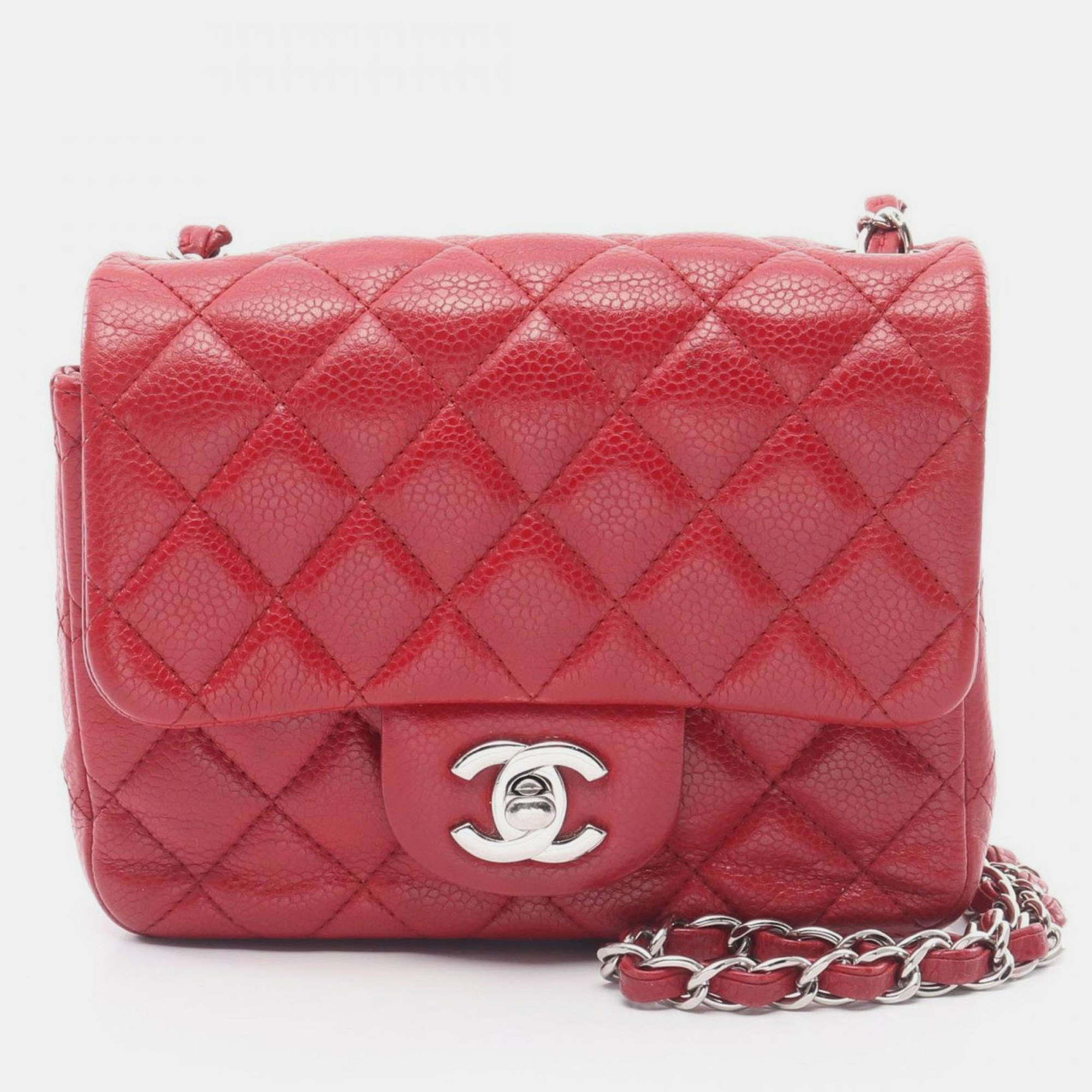 

Chanel Mini Matelasse Shoulder Bag Leather Grained Calfskin Red