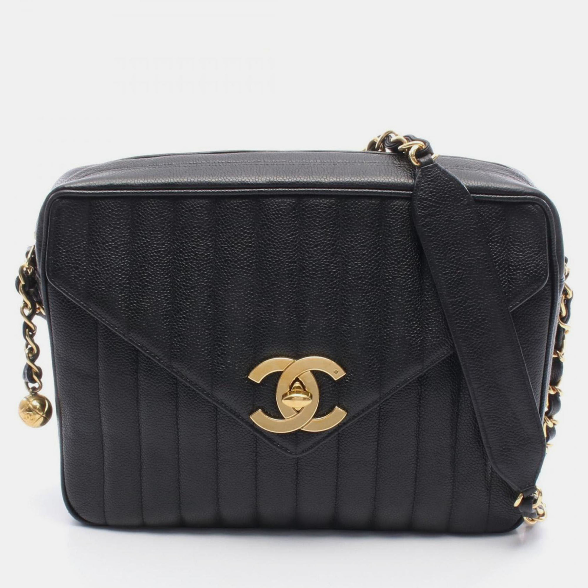 

Chanel Mademoiselle Deka Coco Mark Shoulder Bag In Grained Calfskin Leather Black