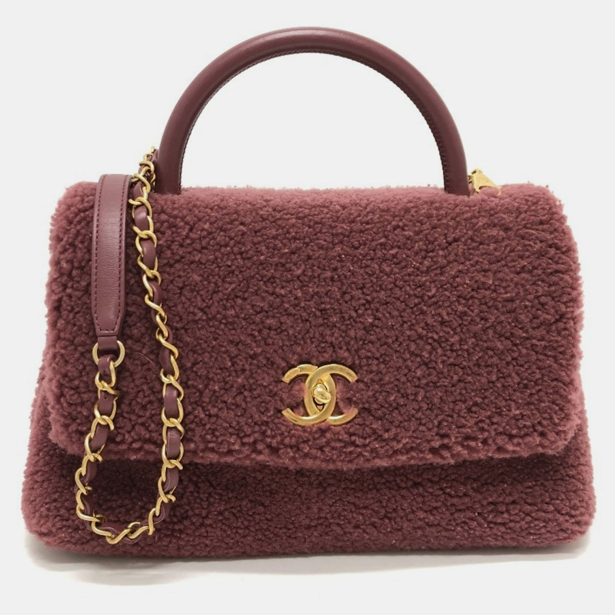 

Chanel Boa Coco Handle 2Way Bag Shoulder Handbag Crossbody Mouton Leather Wine Red