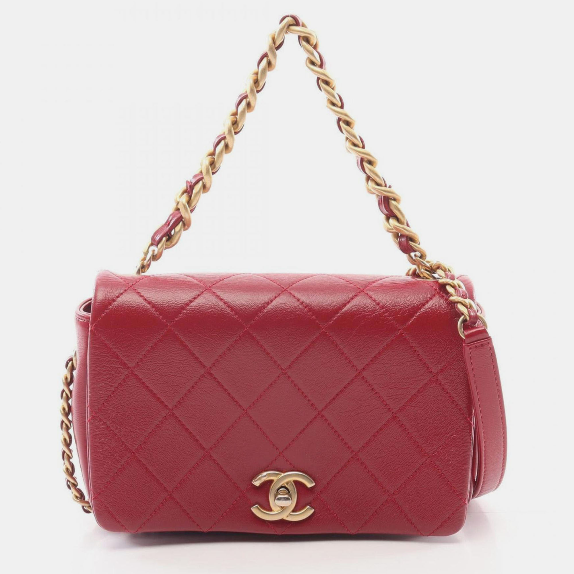 

Chanel Matelasse Shoulder Bag Leather Red