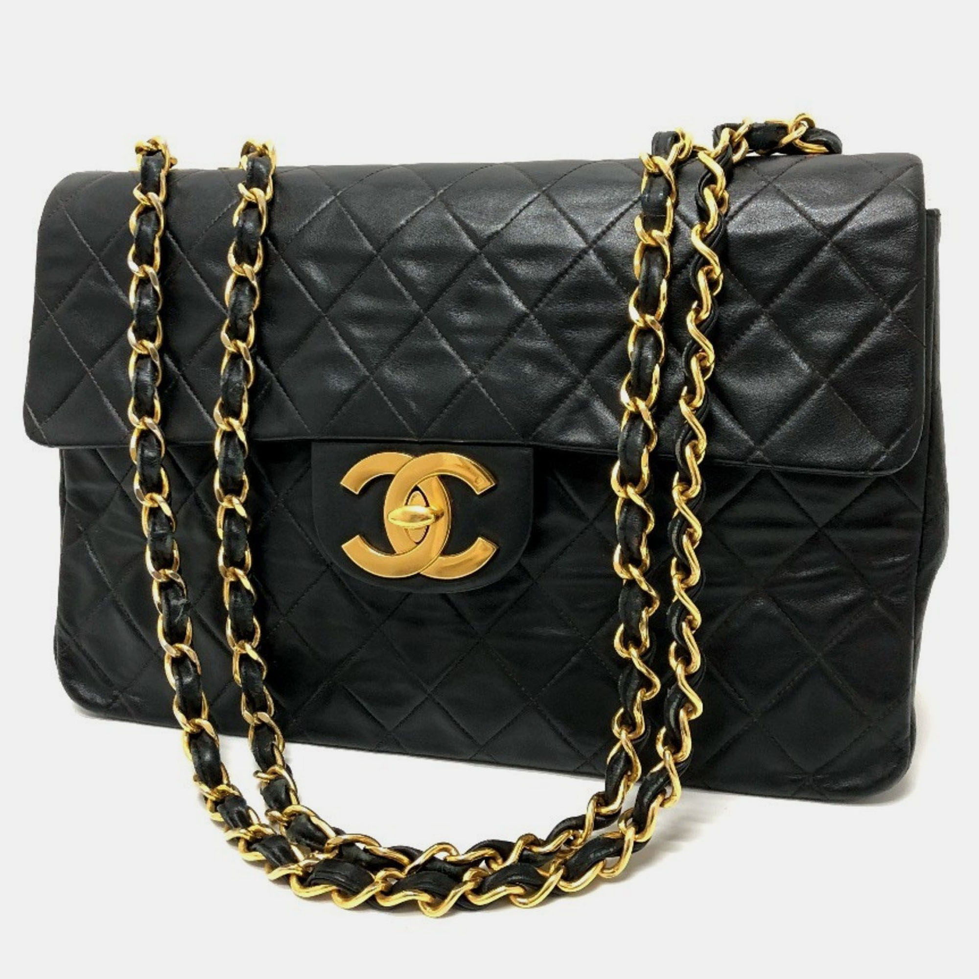 

Chanel Double Chain Deca Matelasse 34 2-Way Bag Shoulder Leather Black
