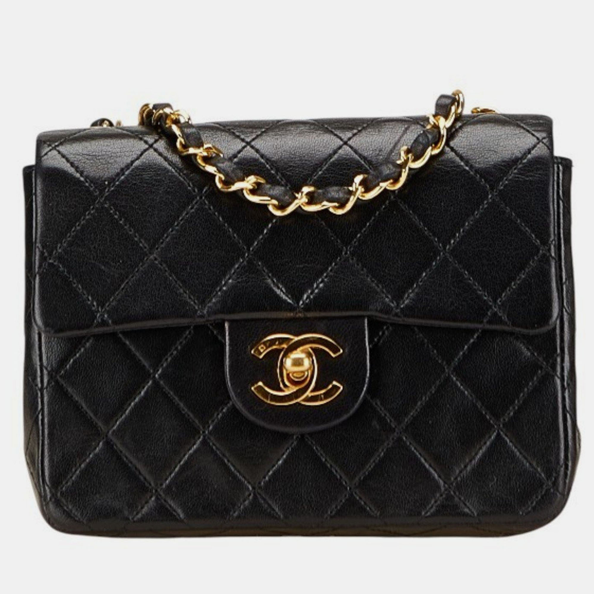 

Chanel Mini Matelasse Coco Mark Chain Shoulder Bag In Black Lambskin