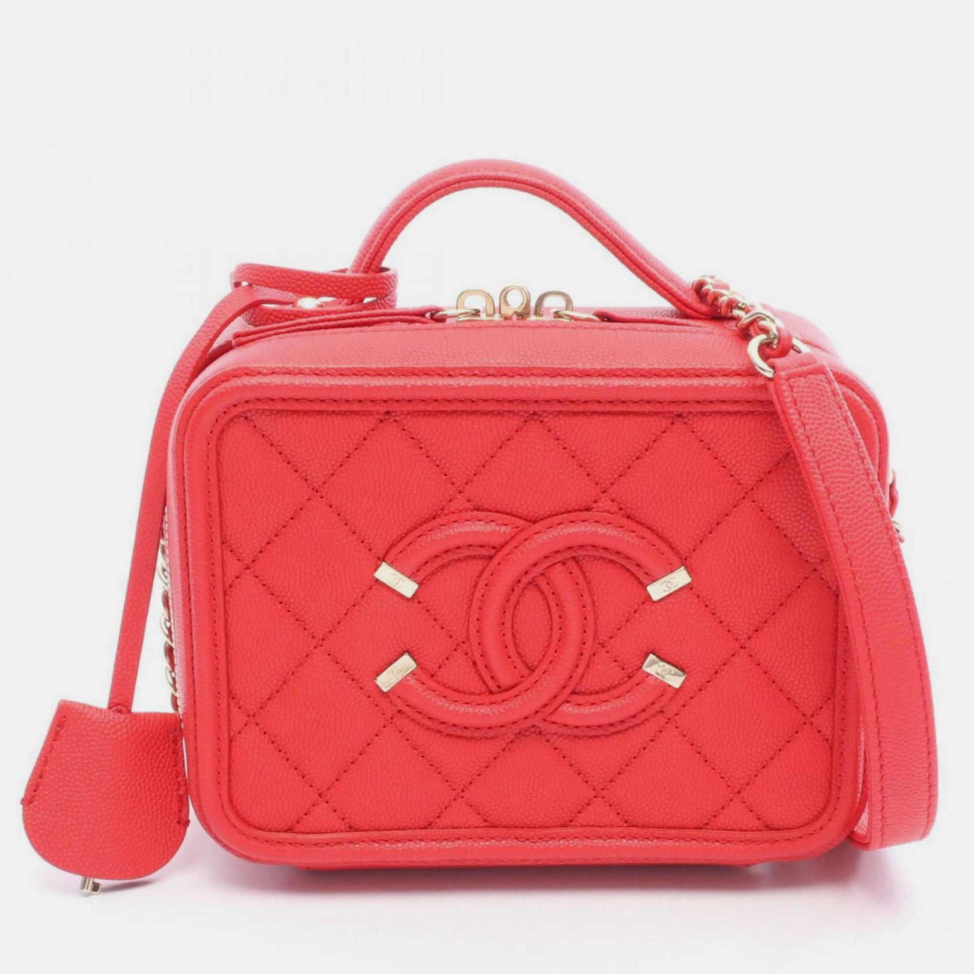 

Chanel Cc Figley Small Vanity Bag Shoulder In Calfskin Leather Red