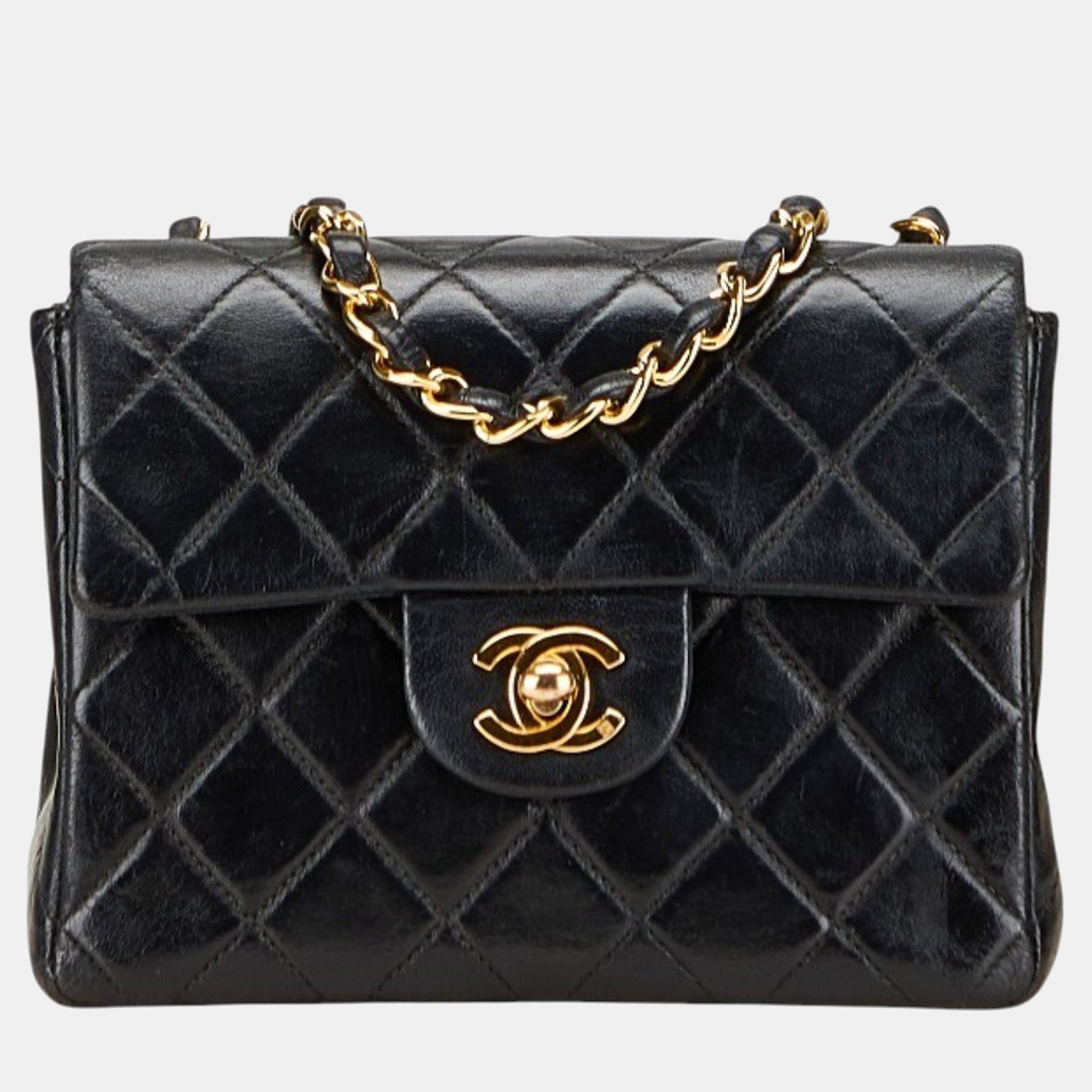 

Chanel Mini Matelasse Coco Mark Chain Shoulder Bag In Black Lambskin