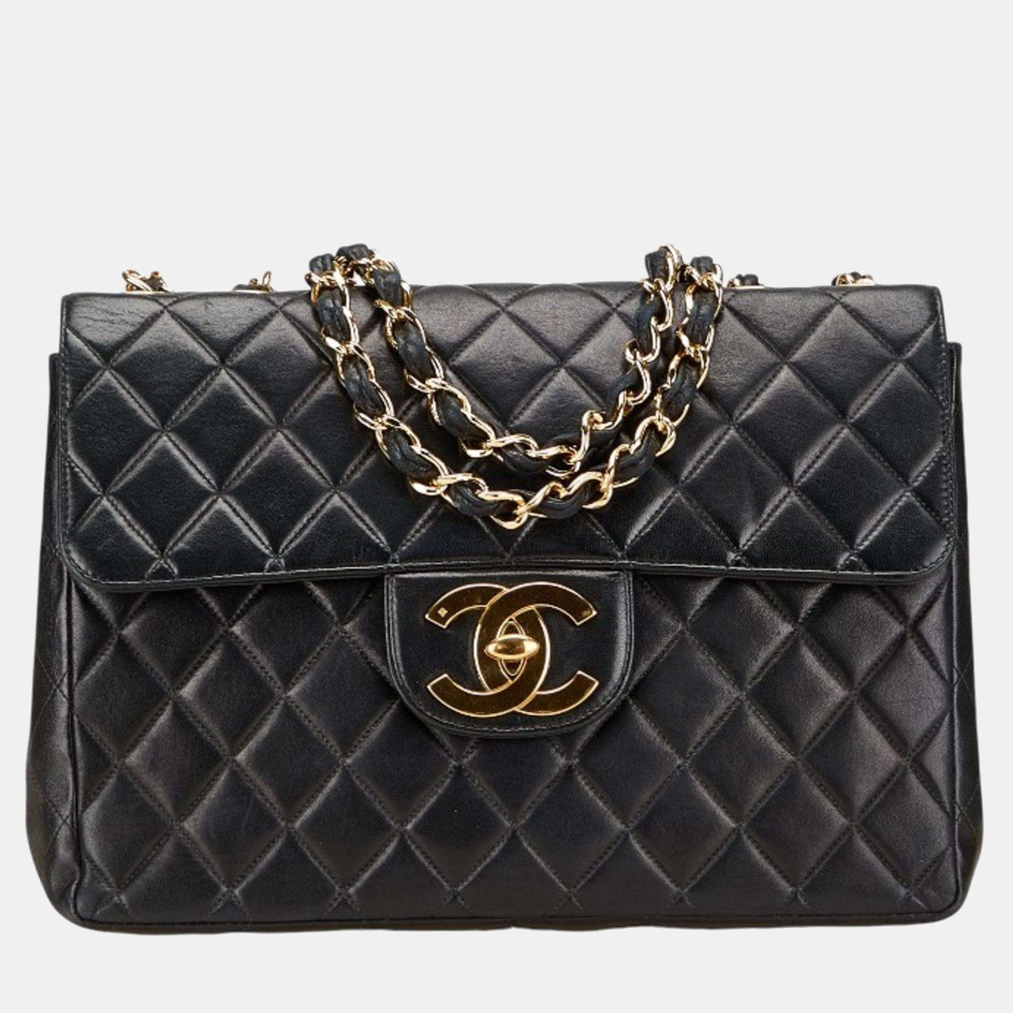 

Chanel Matelasse 30 Coco Mark Chain Shoulder Bag Handbag Black Lambskin