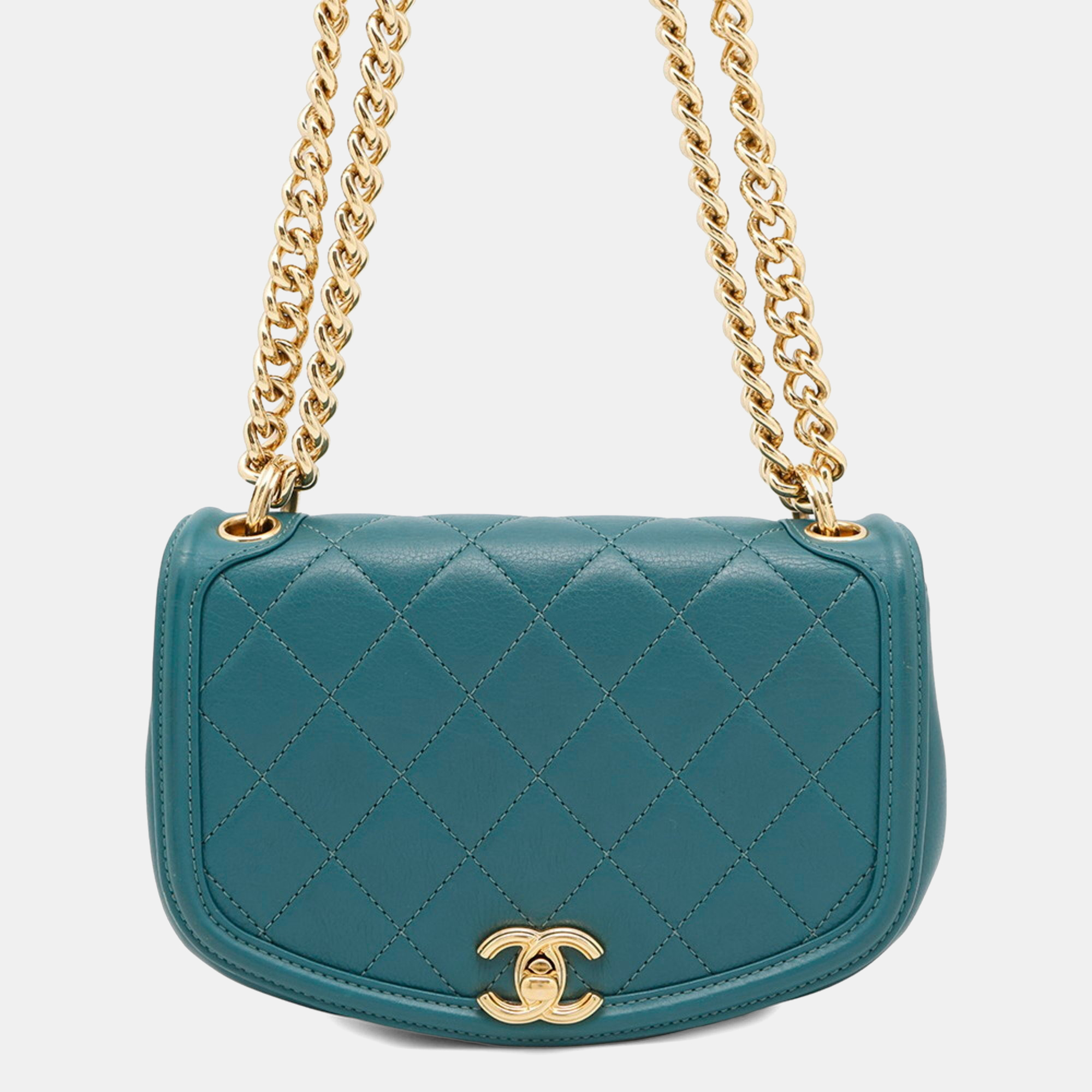 

Chanel Chain Shoulder Bag Matelasse Coco Mark Leather, Green