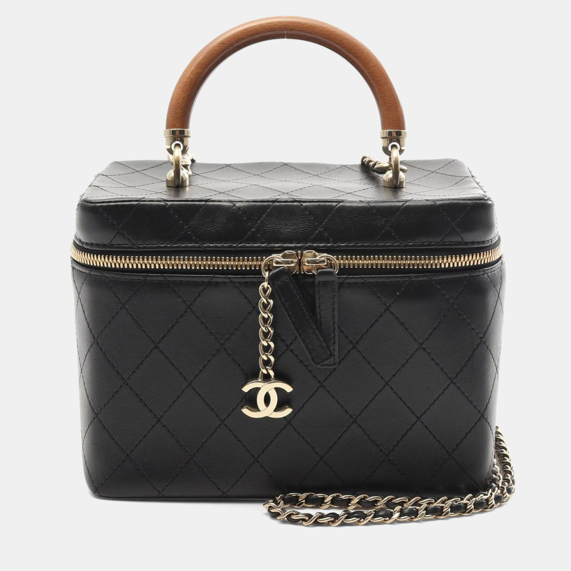 

Chanel Matelasse Vanity Bag Shoulder In Lambskin Leather Black