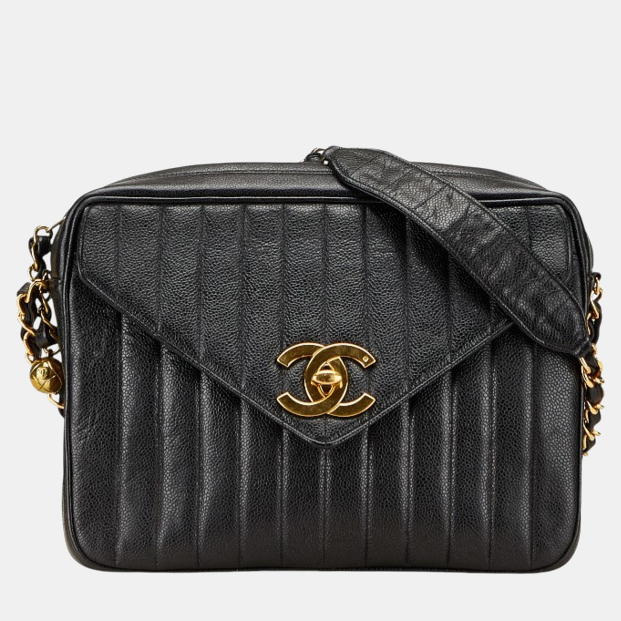

Chanel Mademoiselle Coco Mark Chain Shoulder Bag In Black Caviar Skin