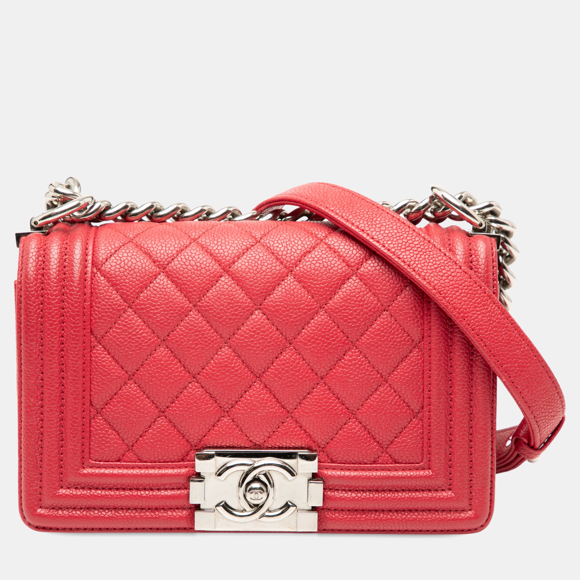 

Chanel Red Small Quilted Caviar Boy Flap