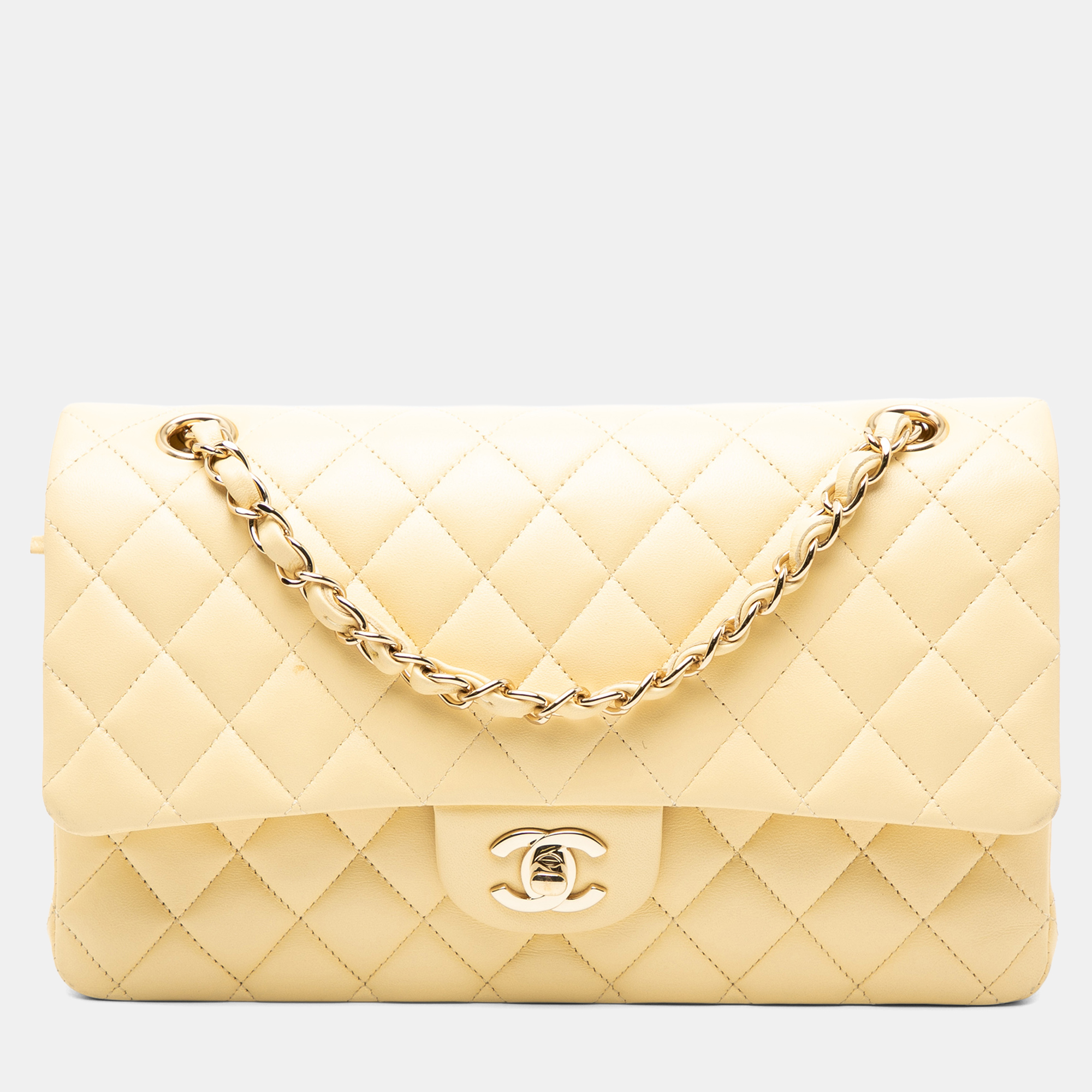 

Chanel Yellow Medium Classic Lambskin Double Flap
