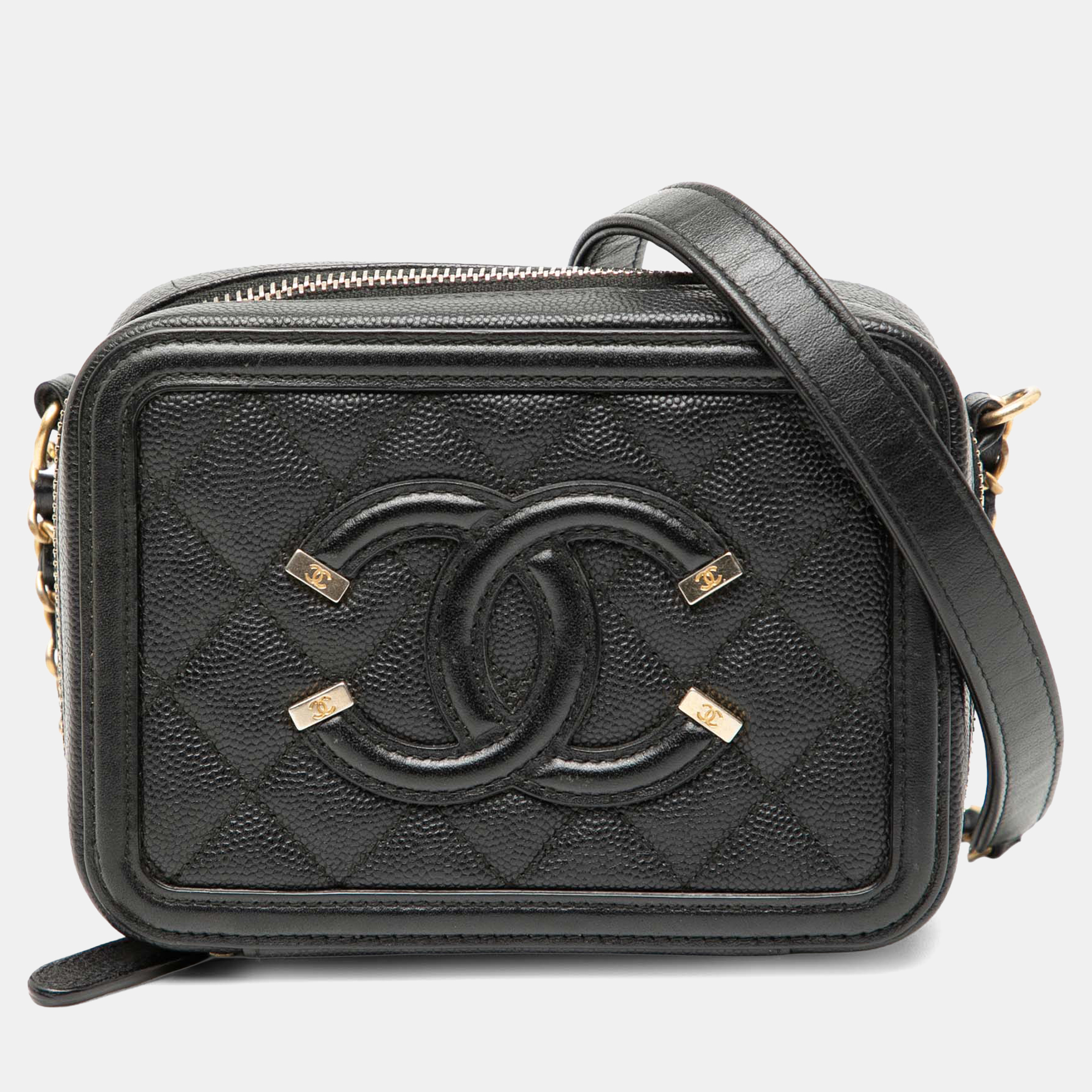 

Chanel Black Mini Caviar CC Filigree Vanity Case