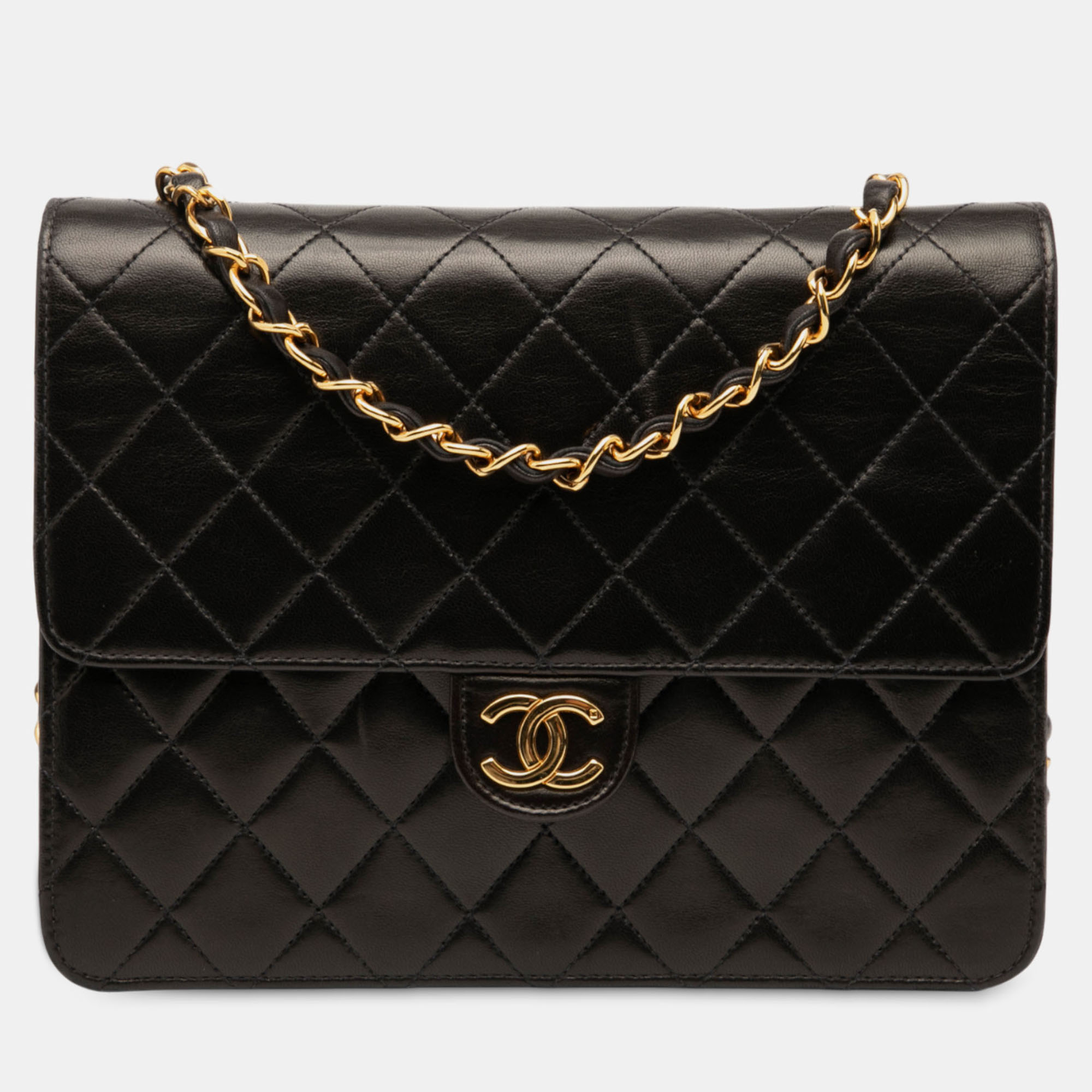 

Chanel Black Small CC Quilted Lambskin Single Flap