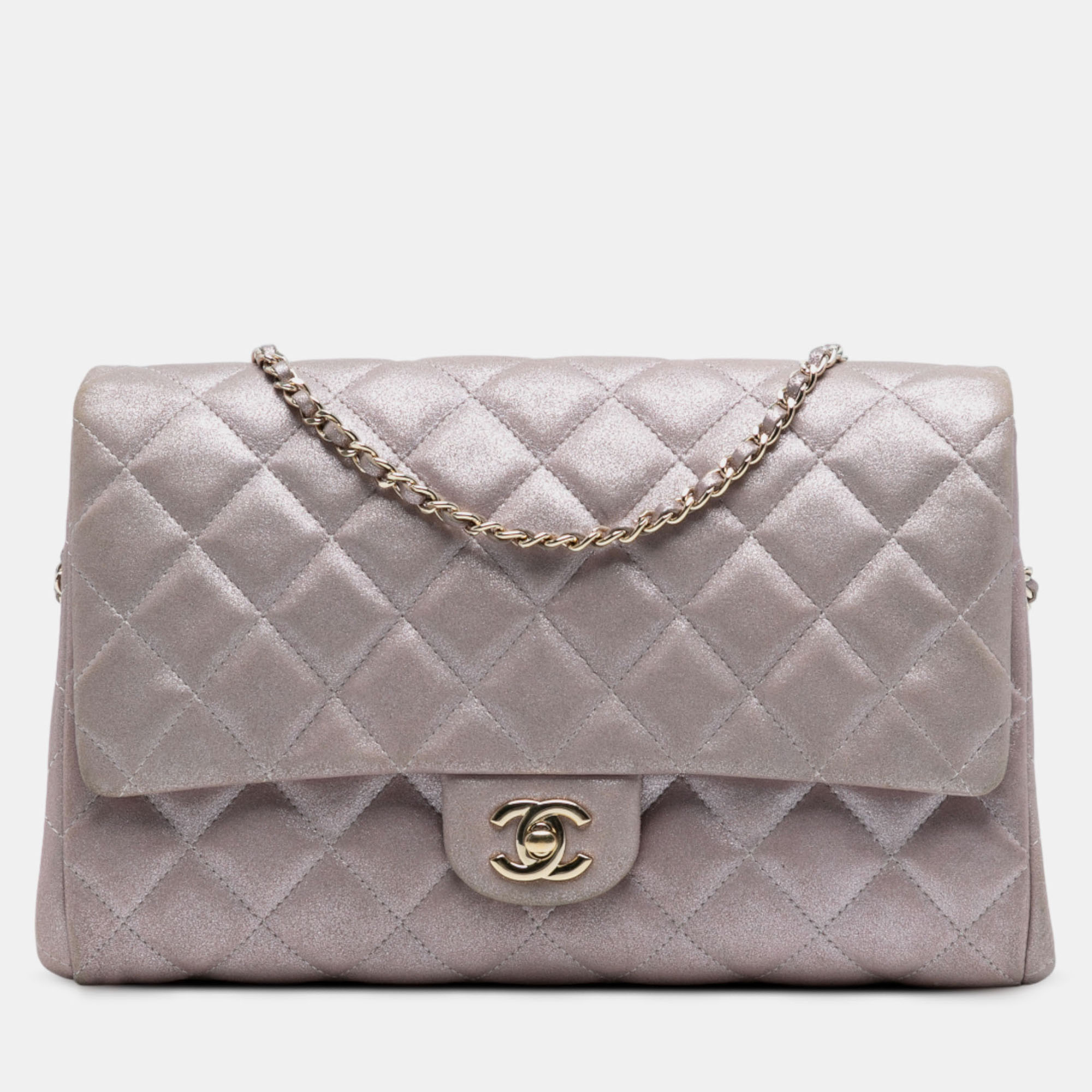 

Chanel Pink CC Quilted Iridescent Calfskin Clutch with Chain