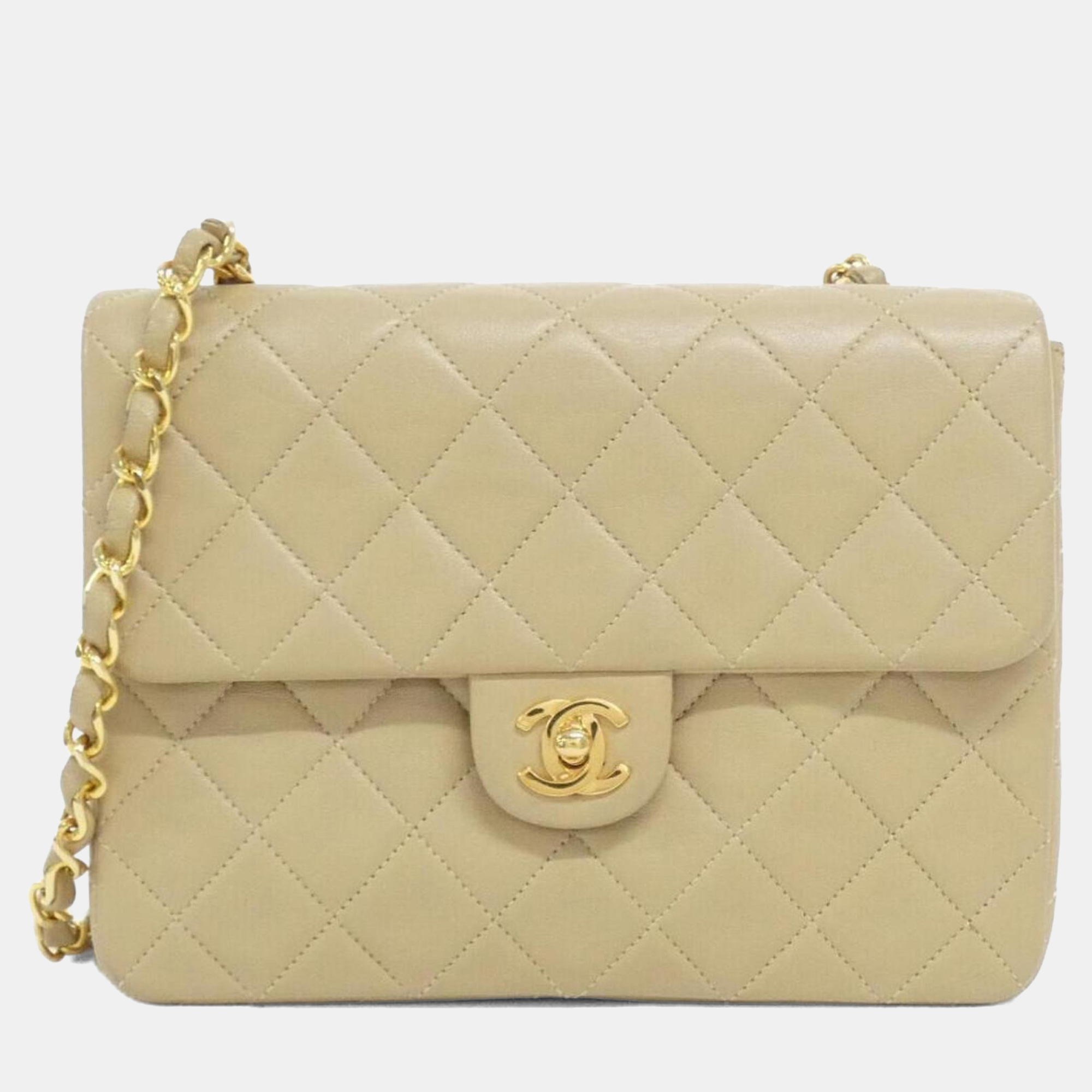

Chanel Lambskin Leather Shoulder Bag, Beige