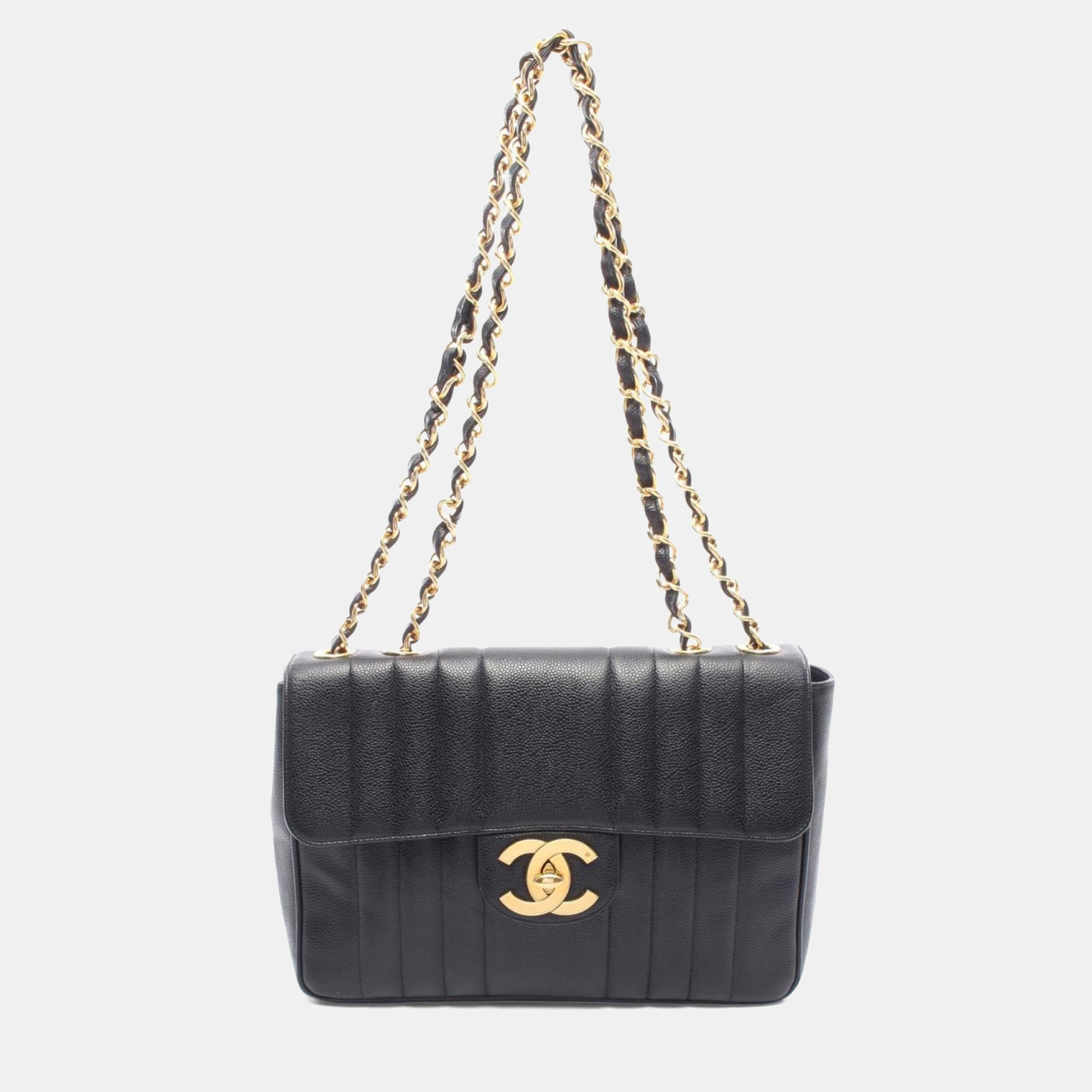 

Chanel Mademoiselle Deka Coco Mark Shoulder Bag Calfskin Leather Black