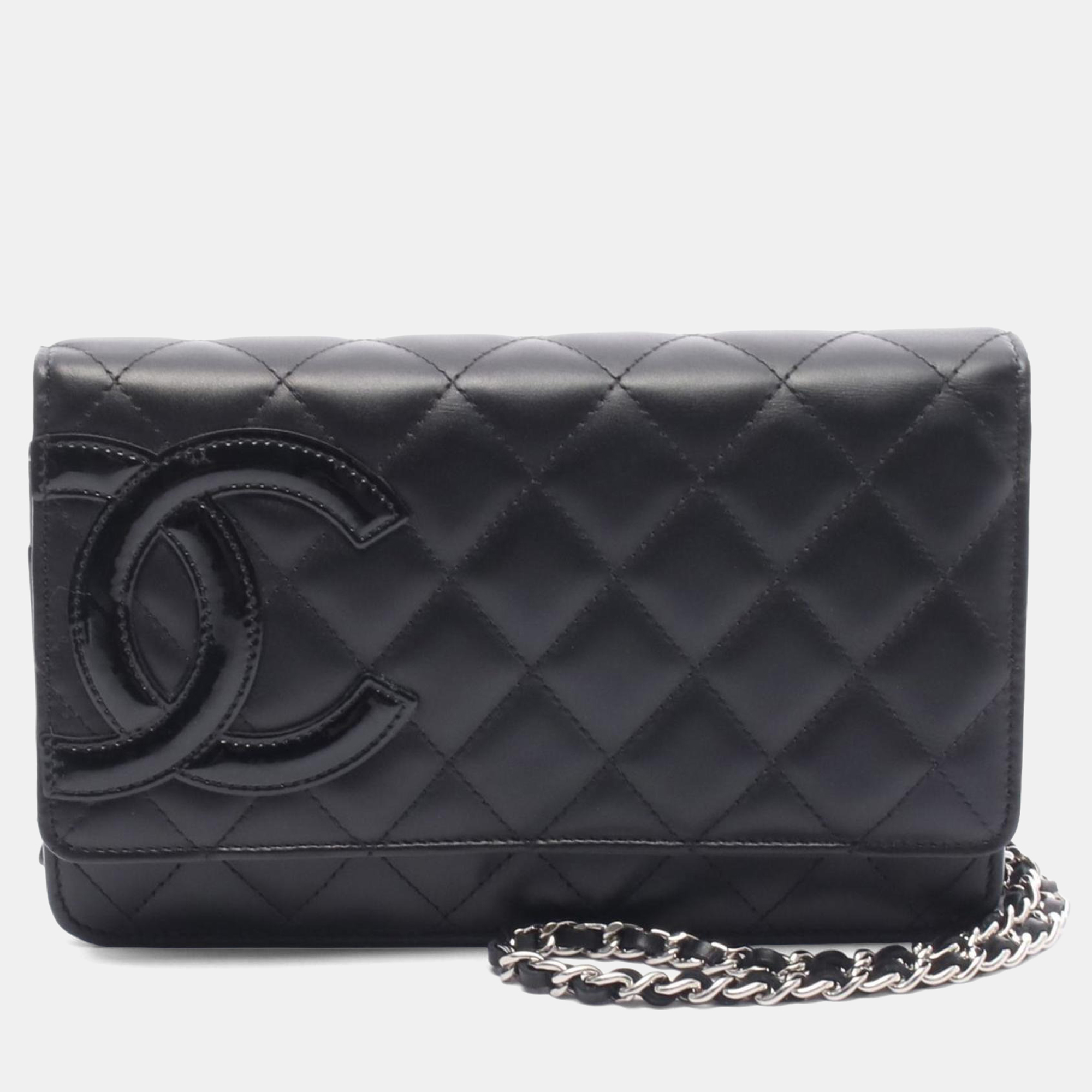 

Chanel Cambon Line Shoulder Bag Leather Patent Leather Black