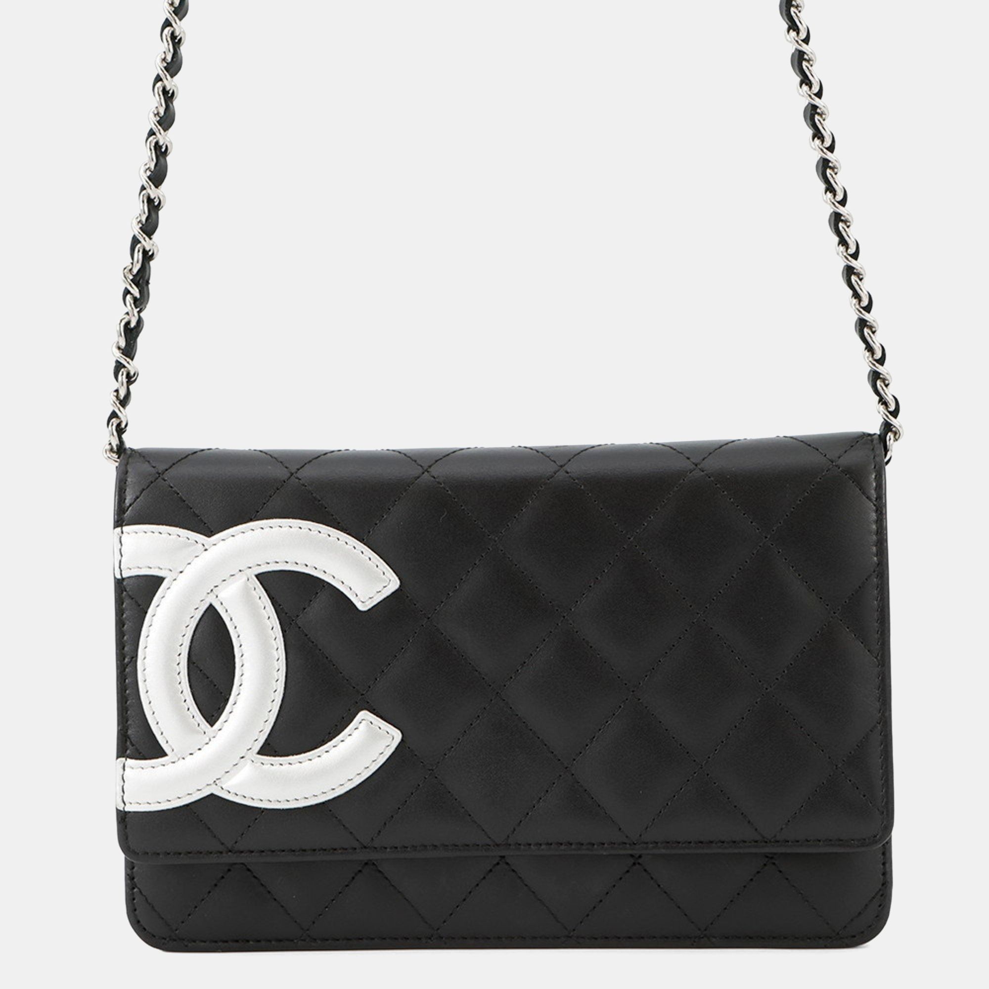 Pre-owned Chanel Chain Wallet Cambon Line Coco Mark Black