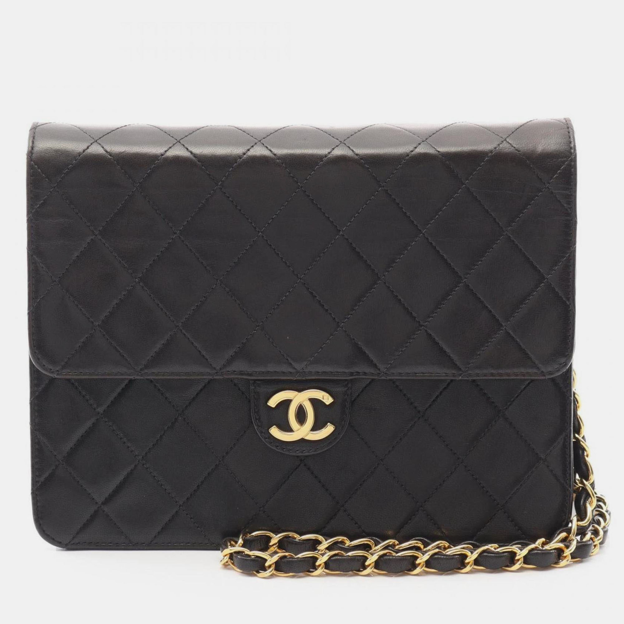 

Chanel Matelasse Single Flap Shoulder Bag In Lambskin Leather Black