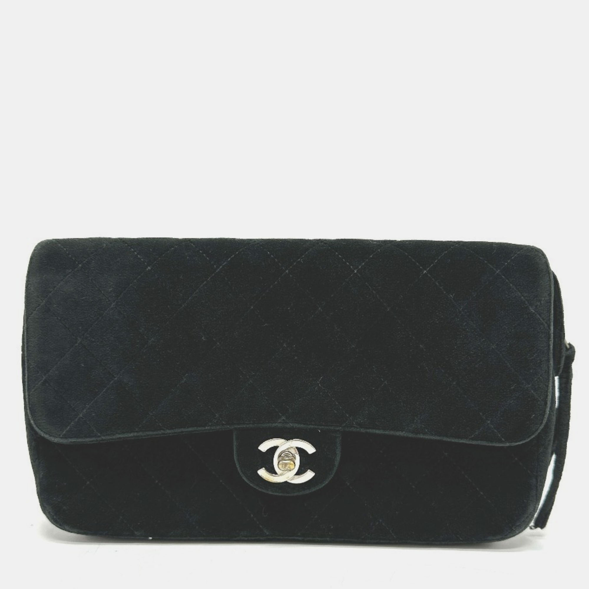 Pre-owned Chanel Matelasse Chain Backpack Velour Black