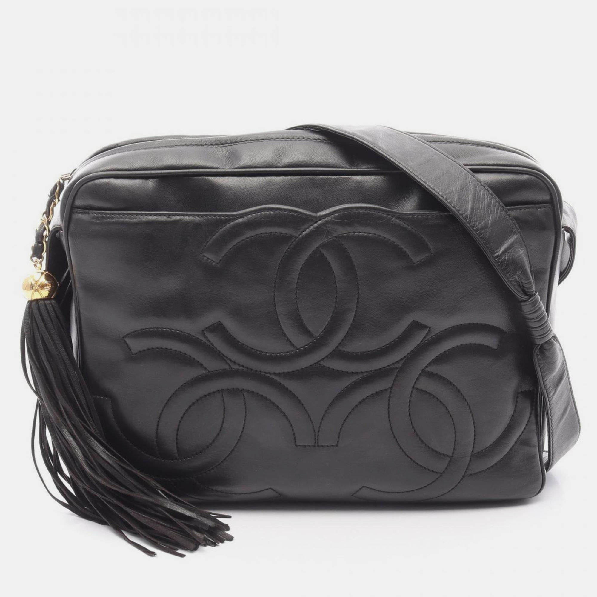 

Chanel Triple Coco Mark Shoulder Bag Leather Black