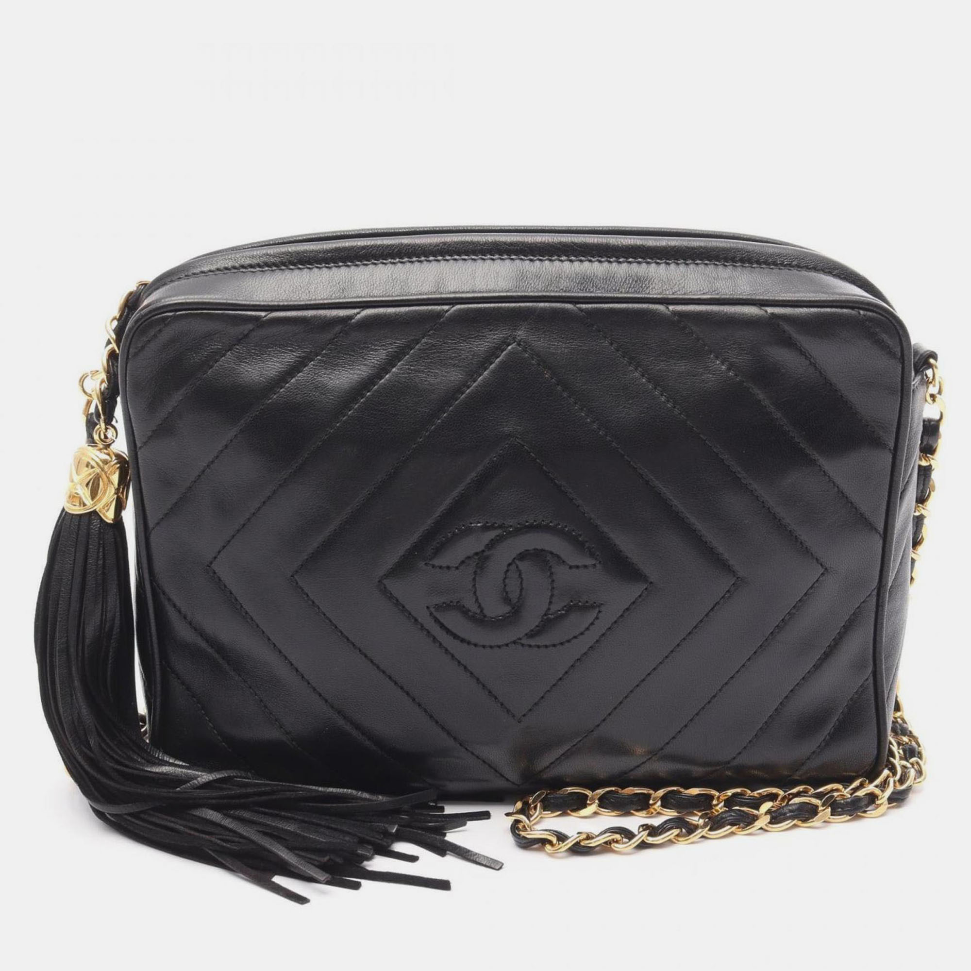 

Chanel Coco Mark Diamond Quilted Shoulder Bag Lambskin Leather Black