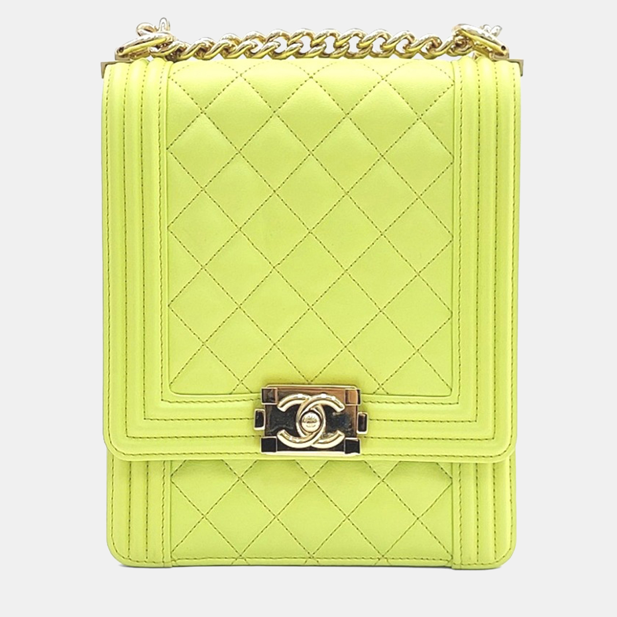 

Chanel Yellow Leather Boy Flap Bag