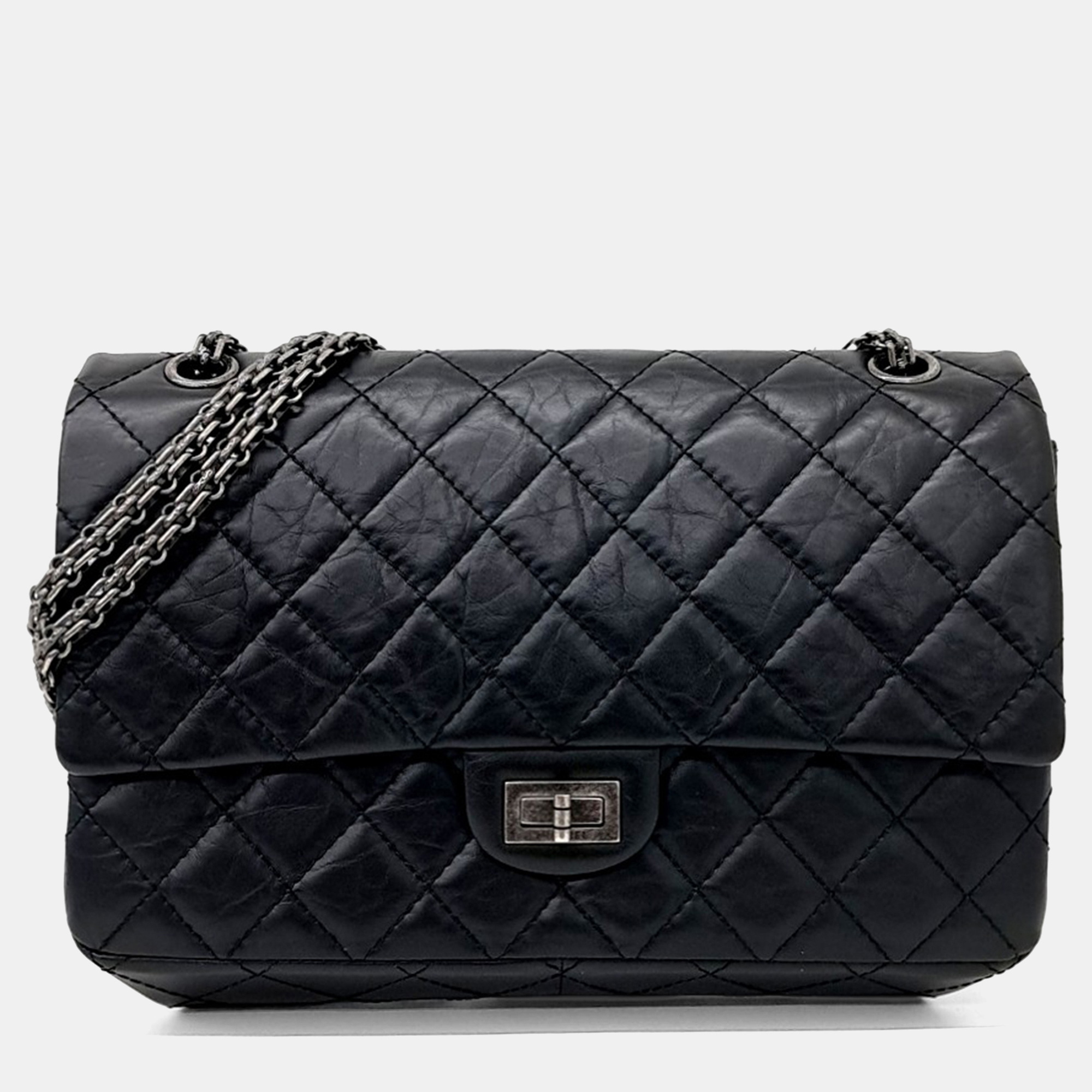 

Chanel Black Leather Vintage 2.55 Bag