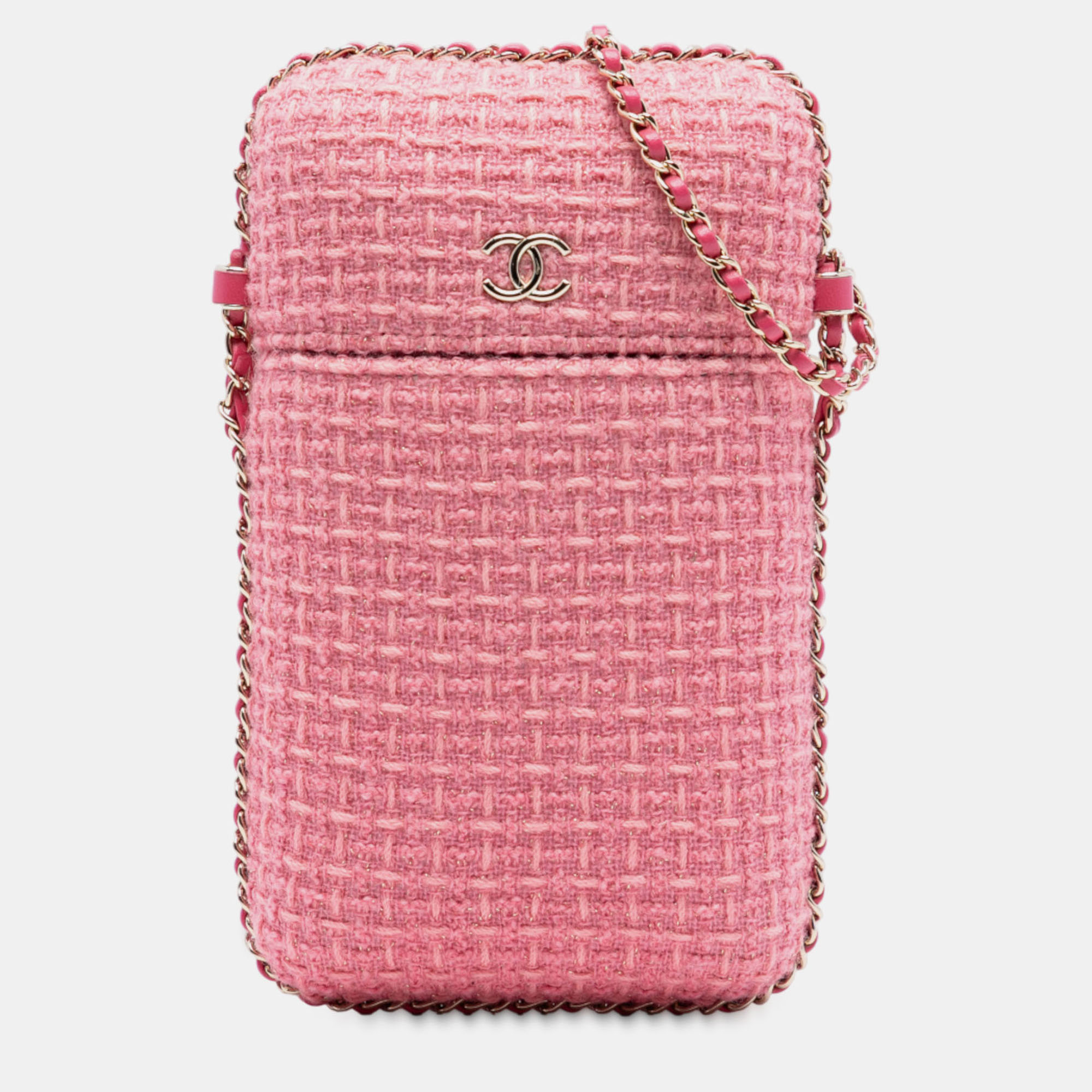 

Chanel Pink Tweed Chain Around Phone Holder