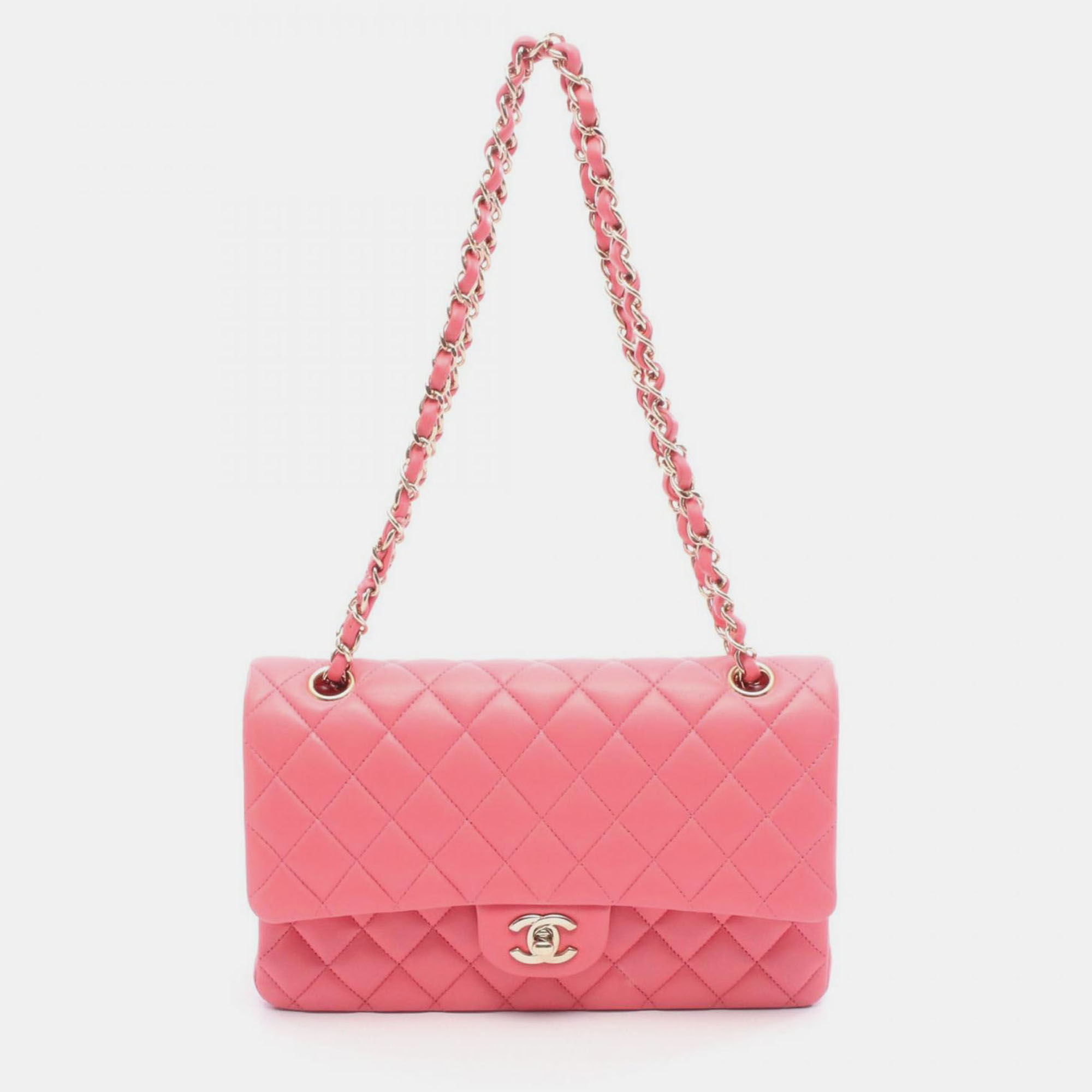 

Chanel Classic Double Flap Pink Leather Shoulder Bag