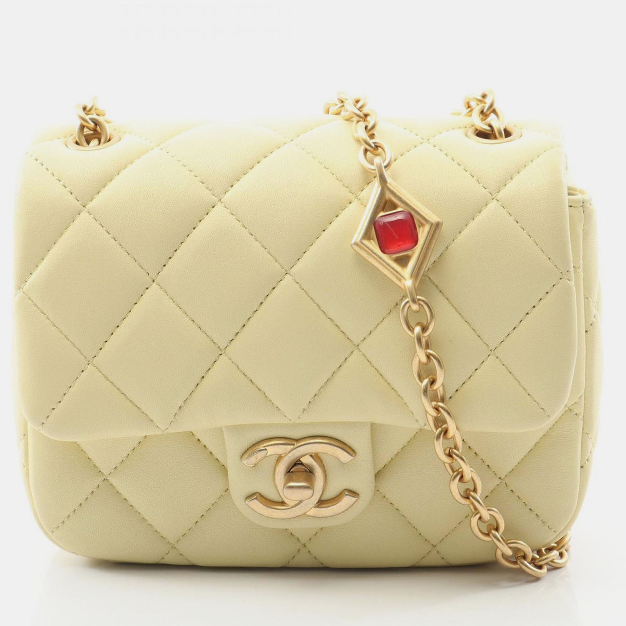 

Chanel Flap Mini Yellow Leather Shoulder Bag