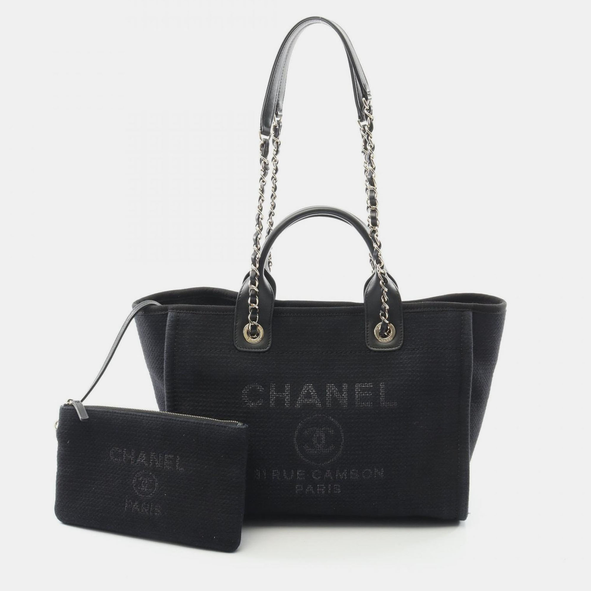 Click to view more detailed imagery on our partner's website Pre-owned Chanel Deauville Small Black Canvas And Leather Tote Bag