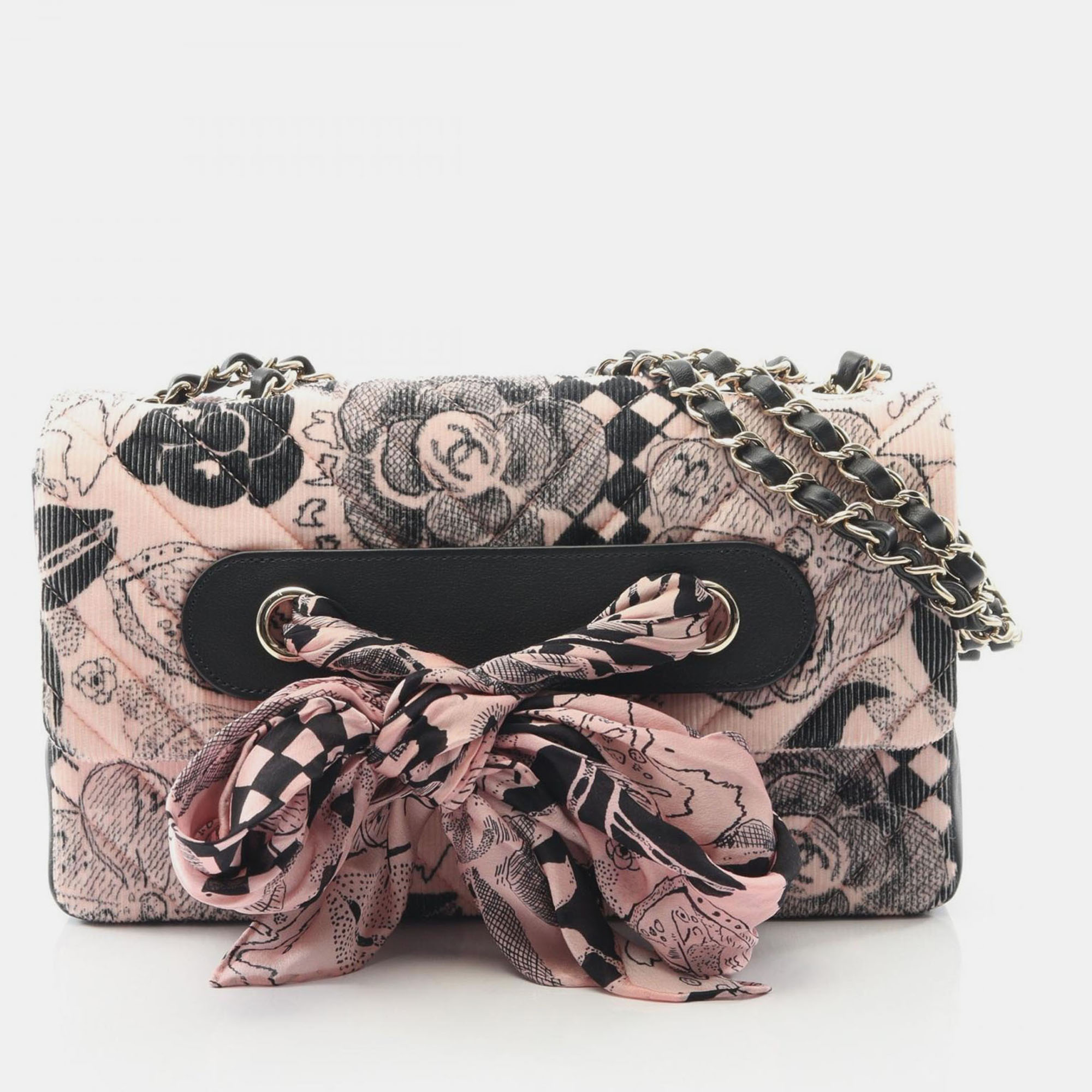 

Chanel Coco Mademoiselle Corduroy Leather Shoulder Bag, Black