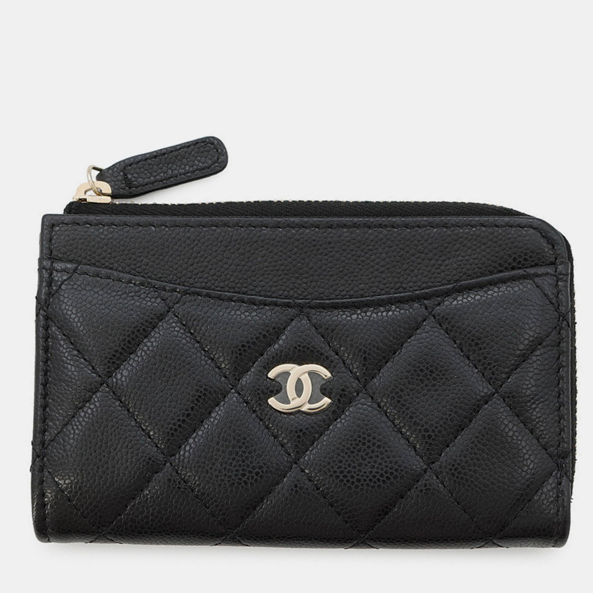 

Chanel Matelasse Cc Logo Fragment Card Case Black Caviar Leather