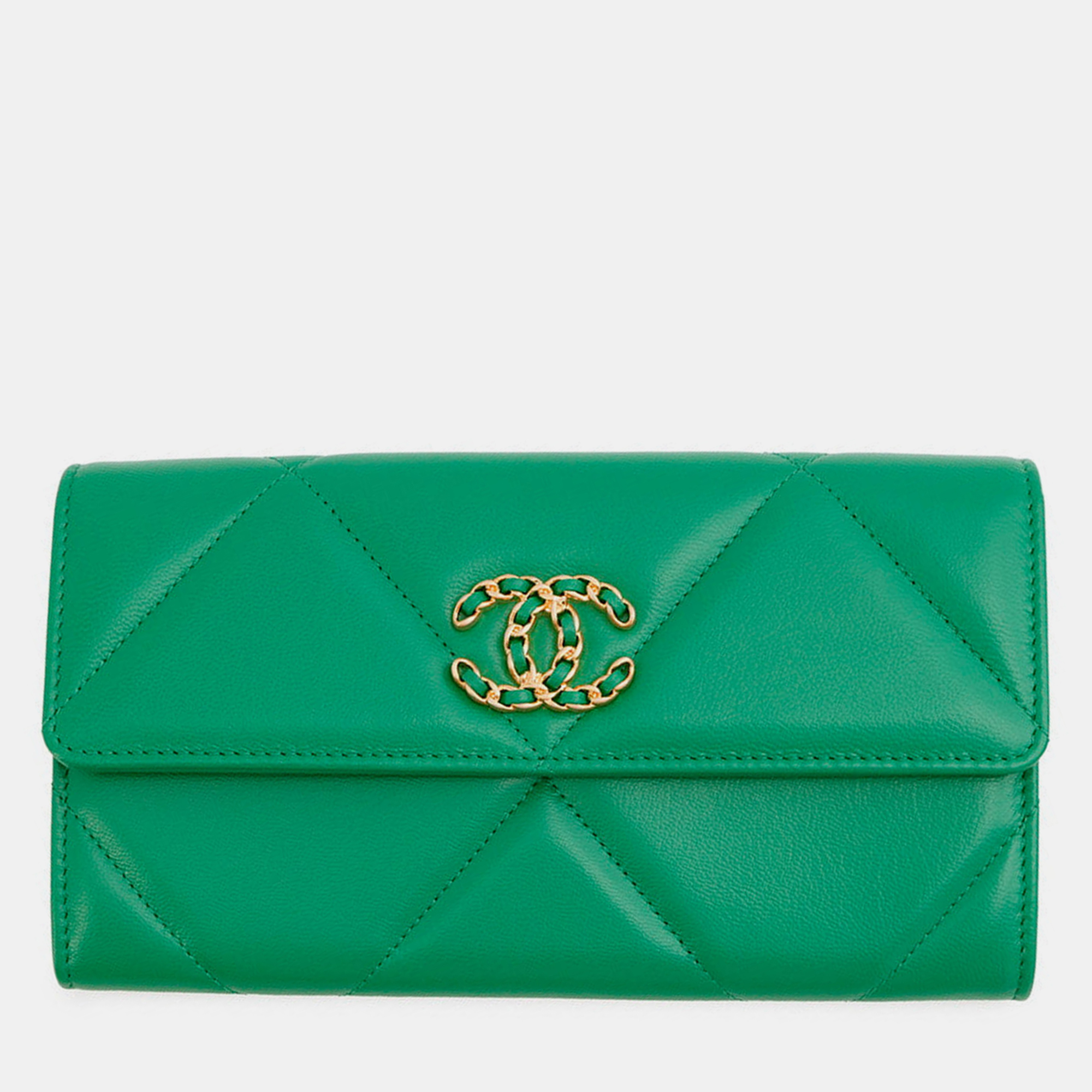 

Chanel Chanel19 Long Flap Wallet Green Lambskin