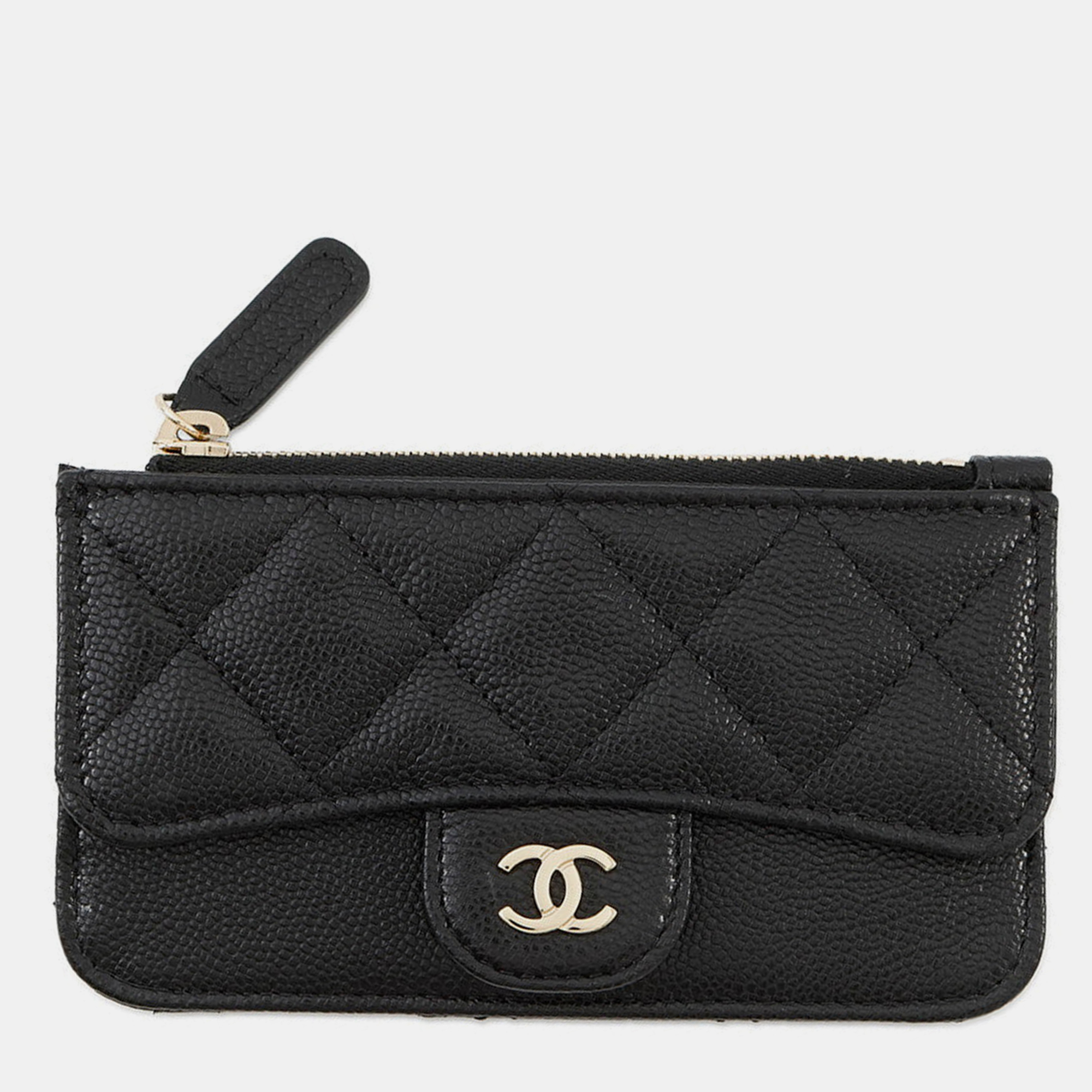 

Chanel Matelasse Classic Zip Card Case Black Caviar Leather