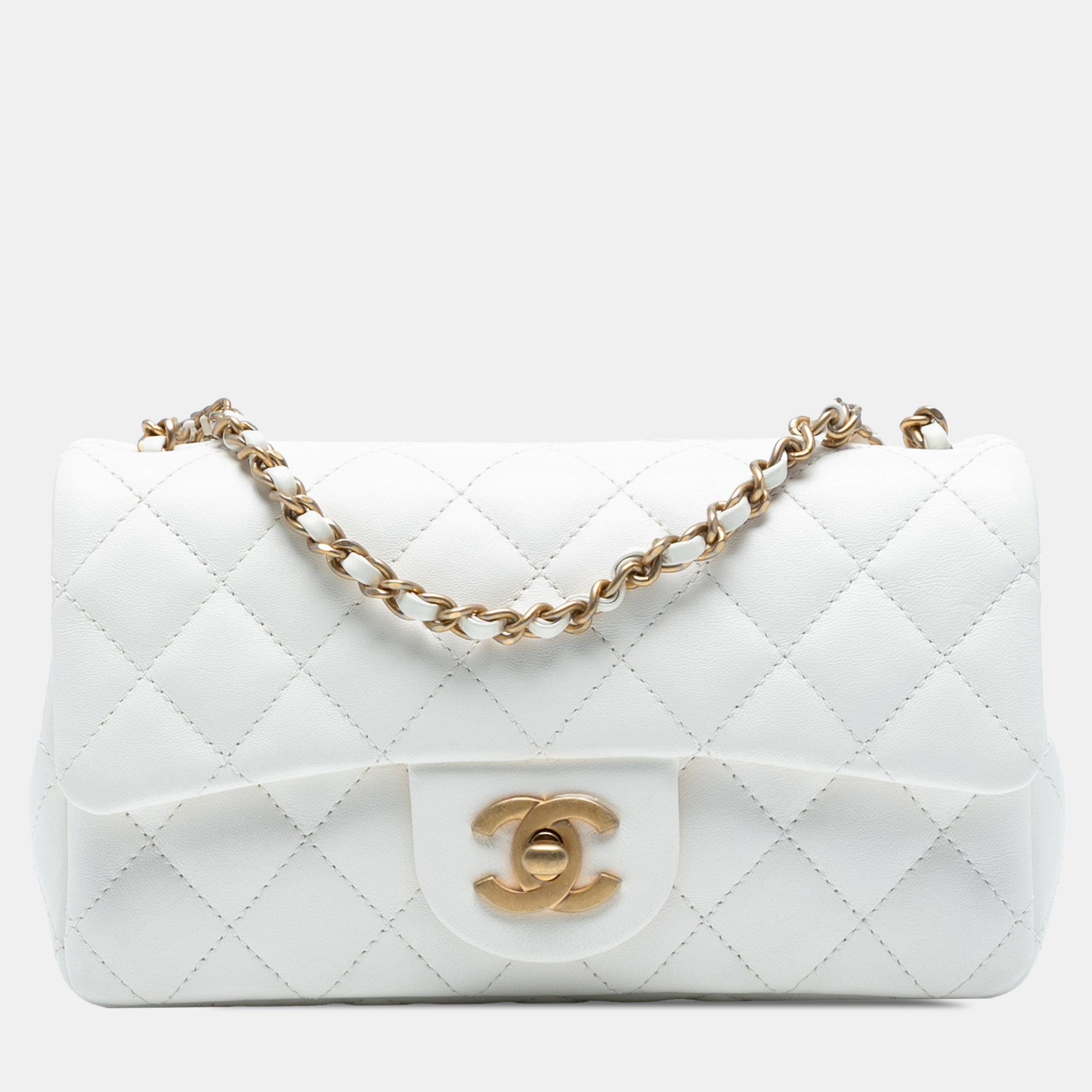 

Chanel White Mini Rectangular Classic Lambskin Romance Single Flap