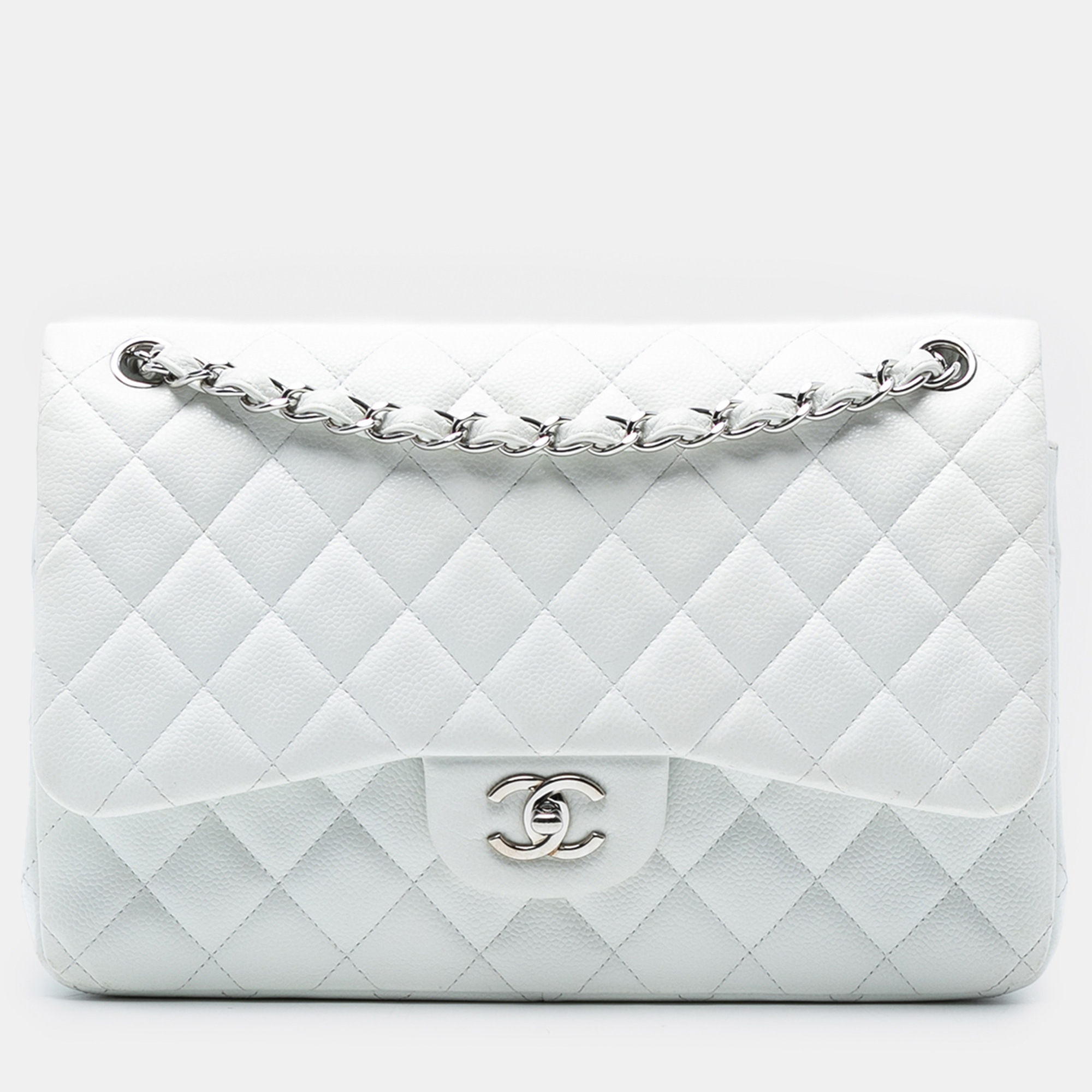 

Chanel White Jumbo Classic Caviar Double Flap