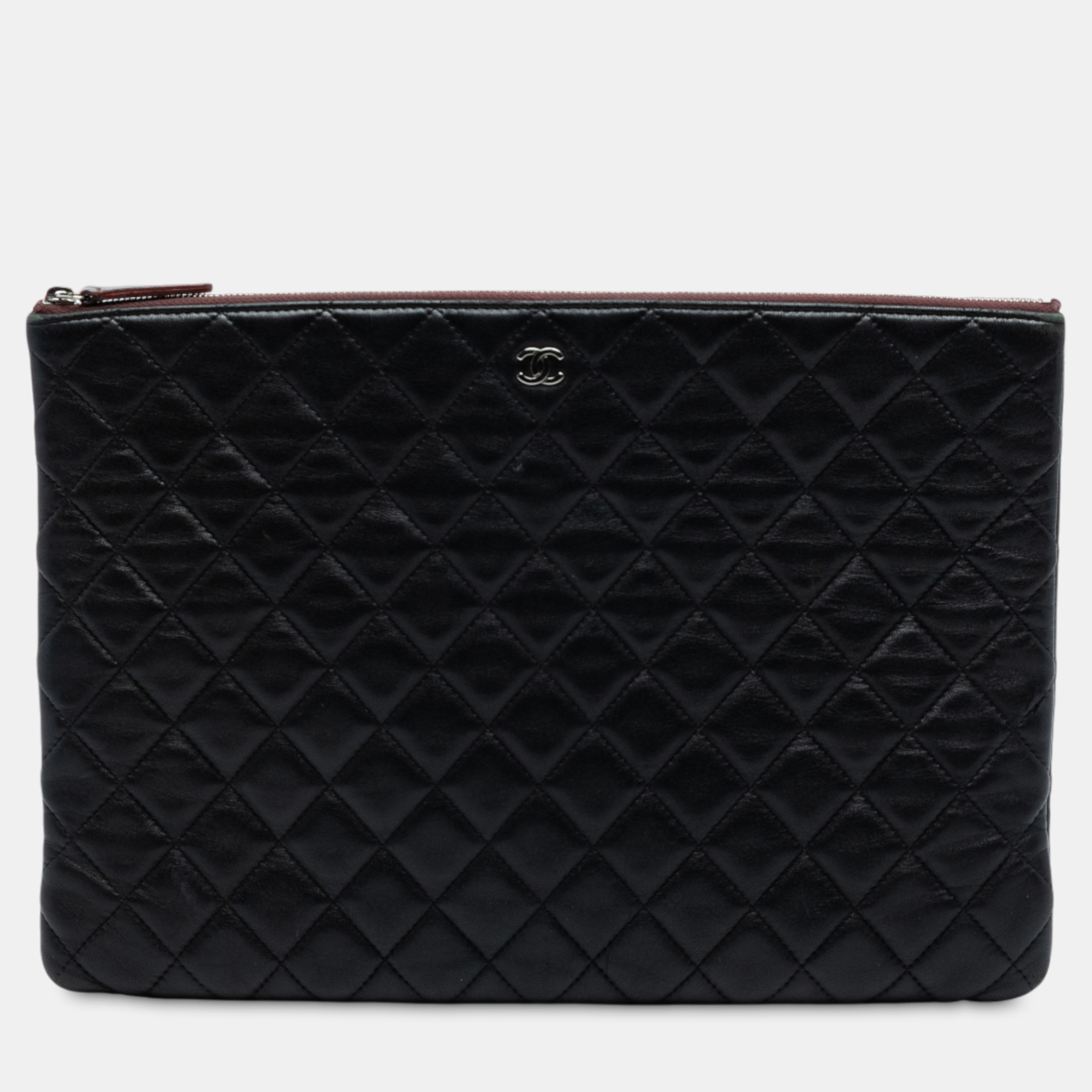 

Chanel Black Large CC Quilted Lambskin O Case Clutch